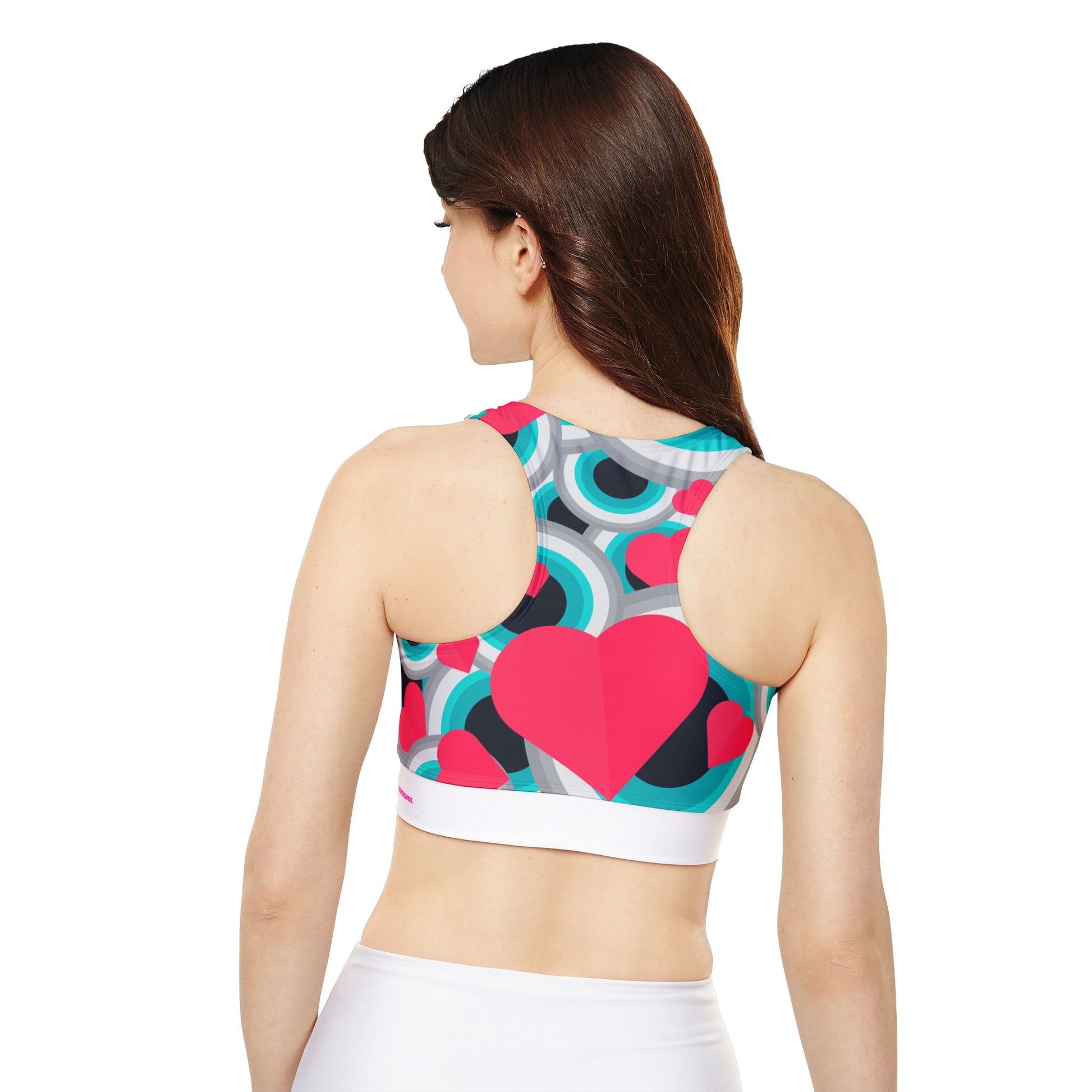 Patterned Heart Workout Sports Bra - COFFEEBRE