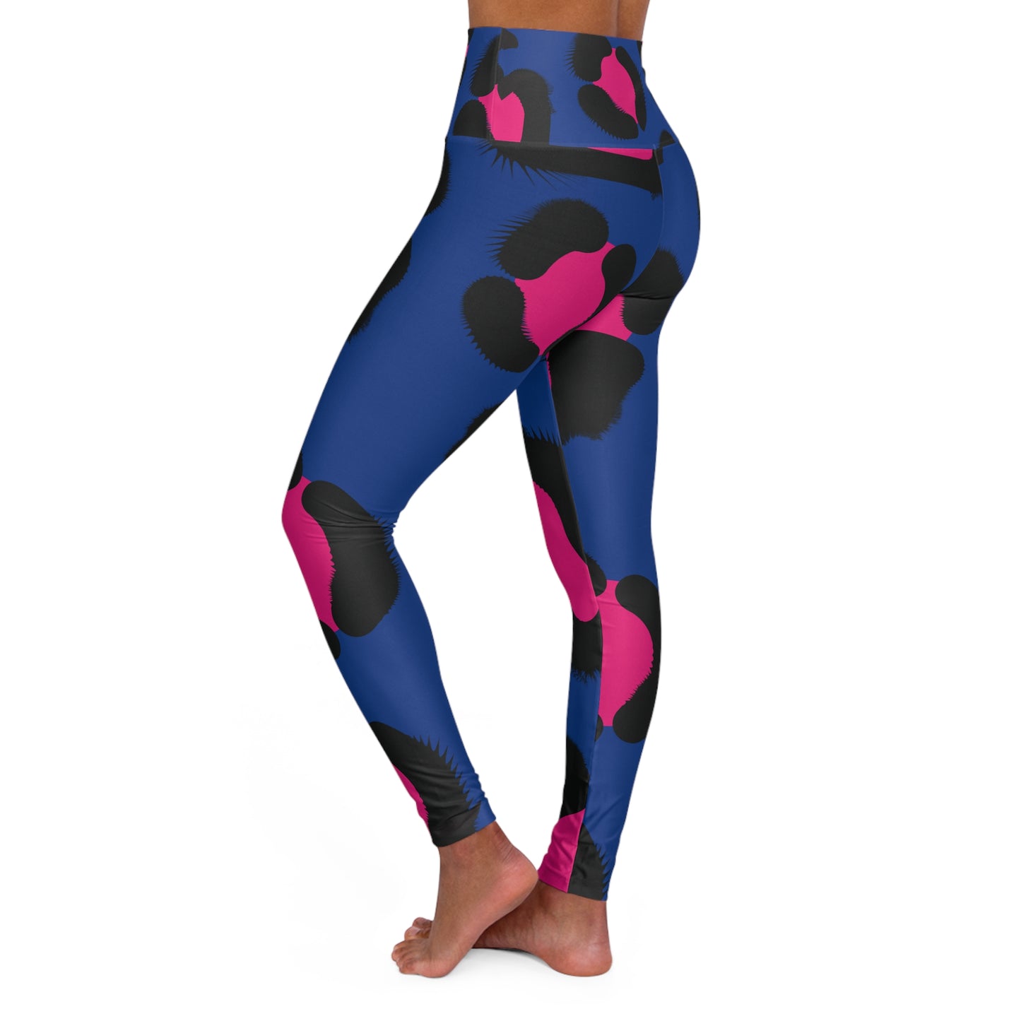 Blue Animal Print High Waisted Yoga Leggings - COFFEEBRE