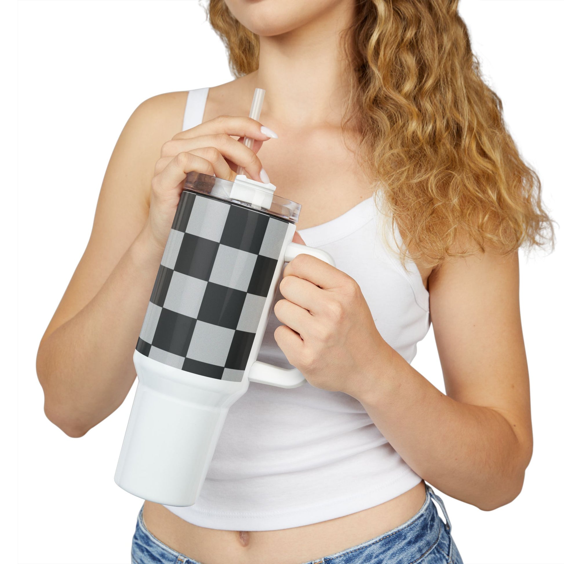 Checkered Fitness Lifestyle Tumbler - COFFEEBRE