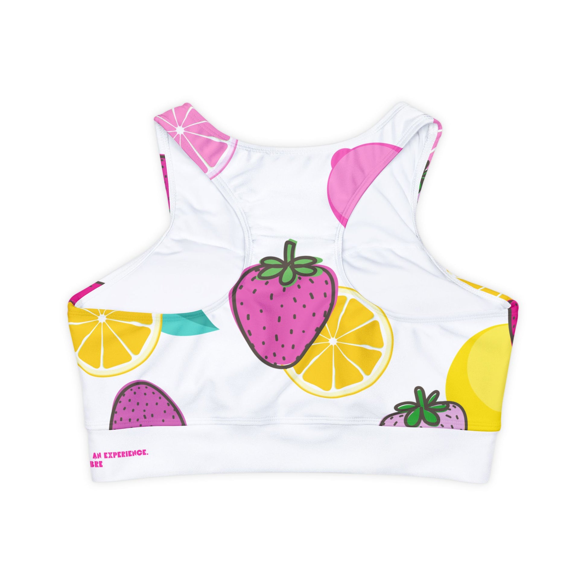 Pink Strawberries Lemon Sports Bra - COFFEEBRE