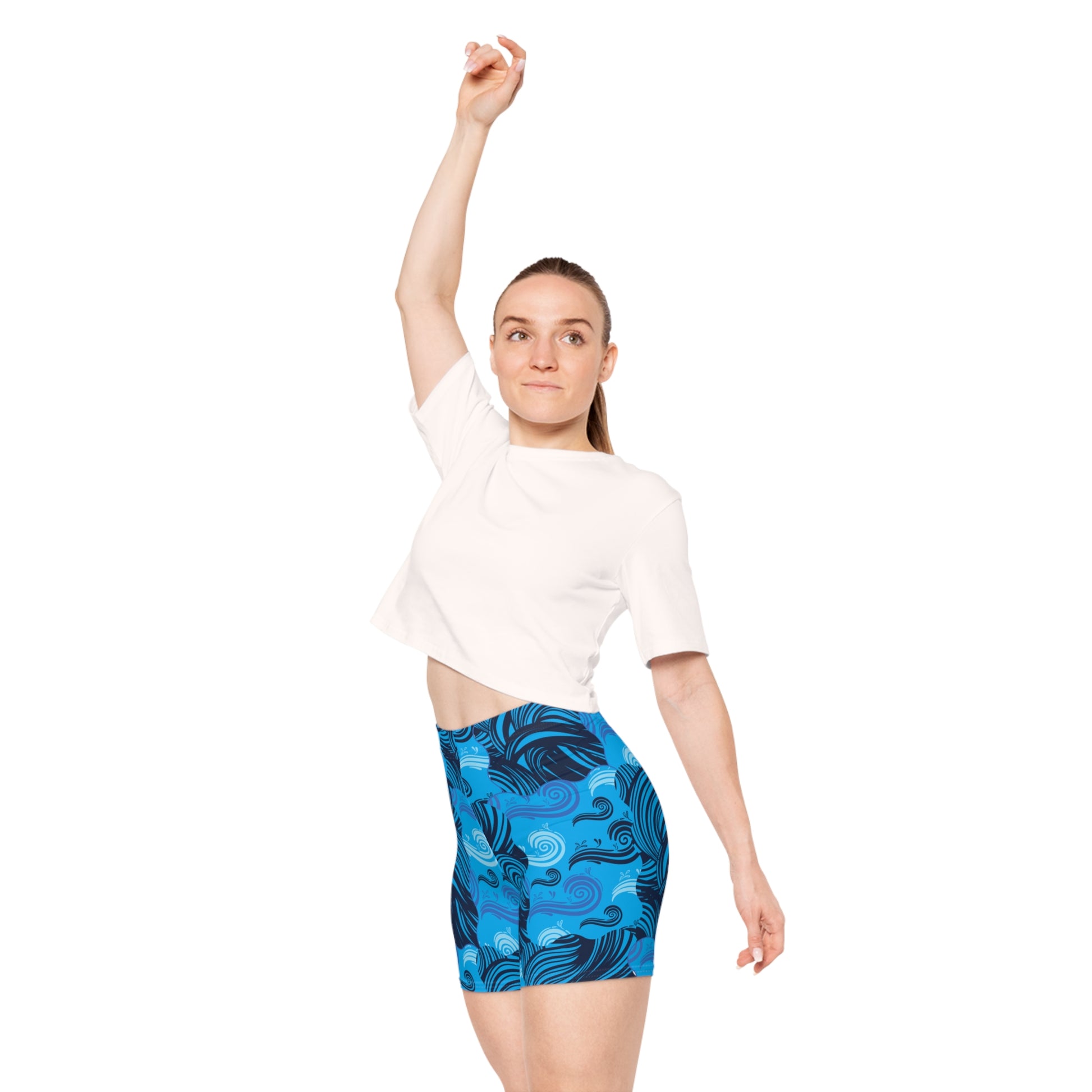 Ocean Wave Workout Biker Shorts - COFFEEBRE