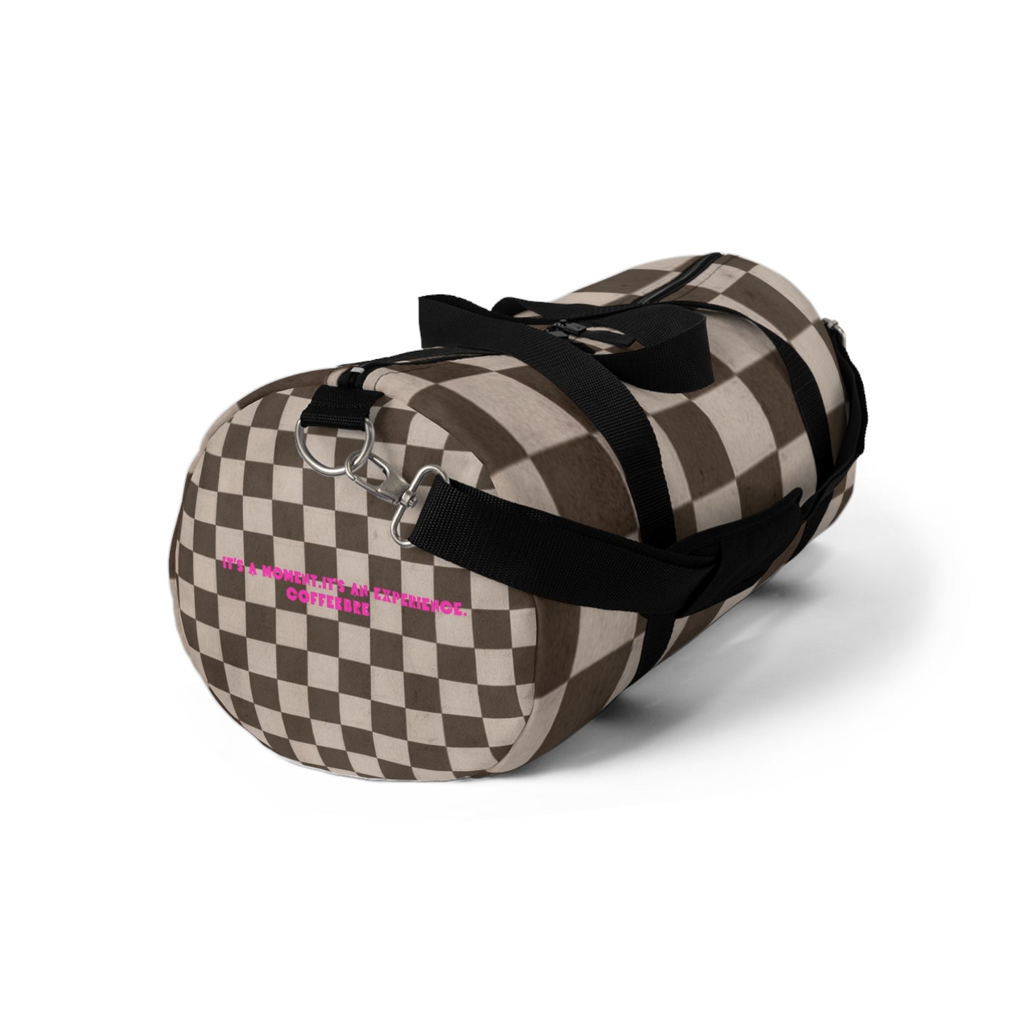 Brownn Checkered Duffel Gym  Bag - COFFEEBRE