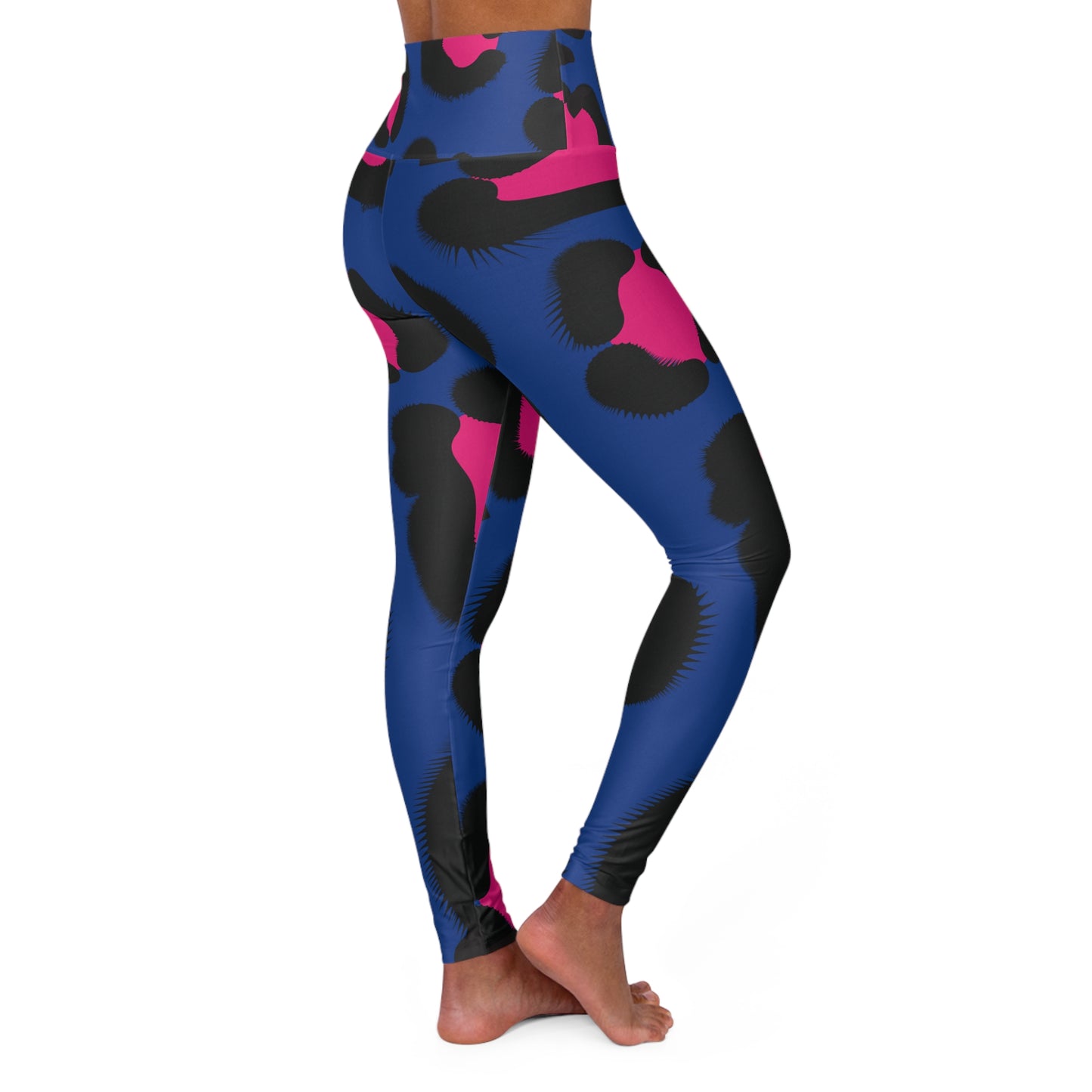 Blue Animal Print High Waisted Yoga Leggings - COFFEEBRE