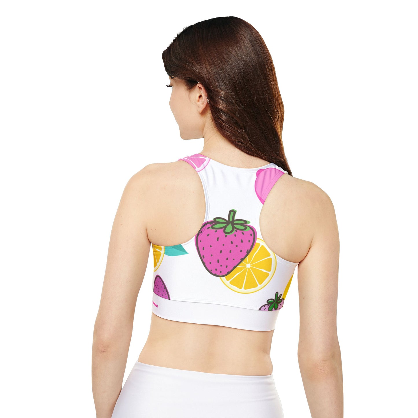 Pink Strawberries Lemon Sports Bra - COFFEEBRE