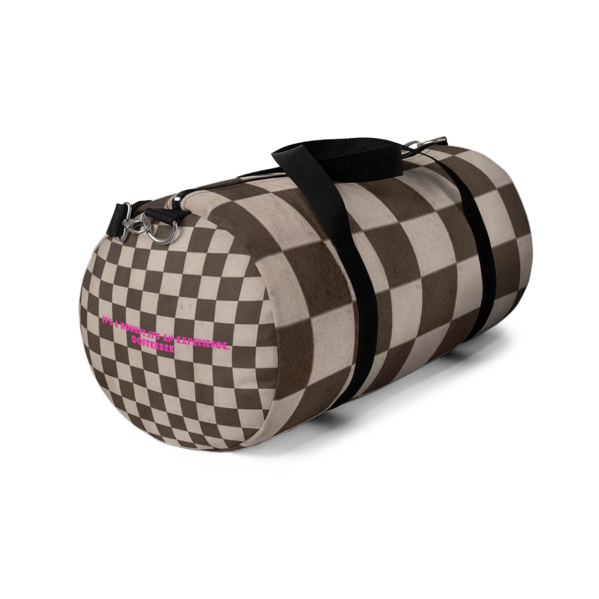 Brownn Checkered Duffel Gym  Bag - COFFEEBRE