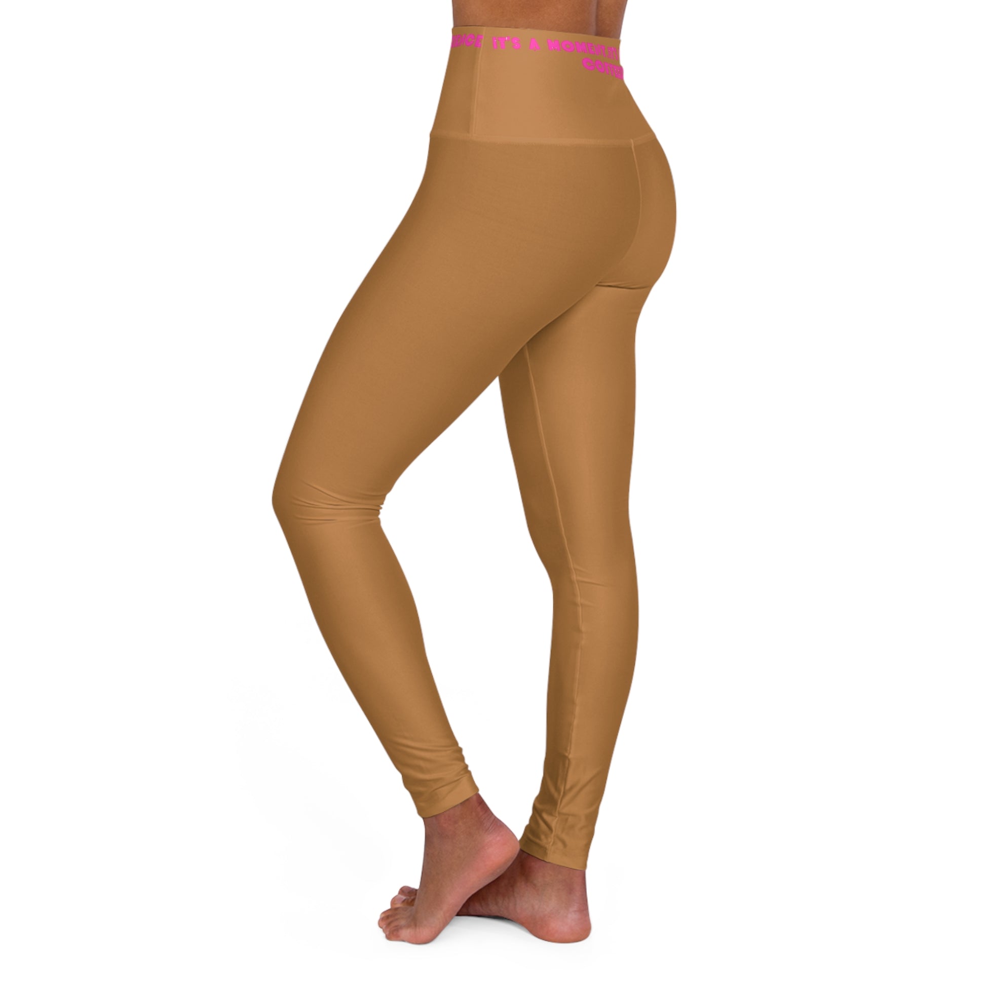 Light Brown Fitness High Waisted Leggings - COFFEEBRE