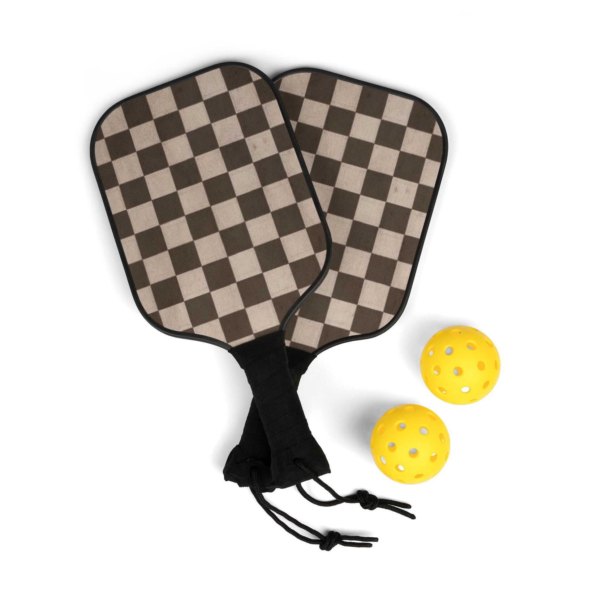 Brown Checkered Pickleball Paddle Kit - COFFEEBRE