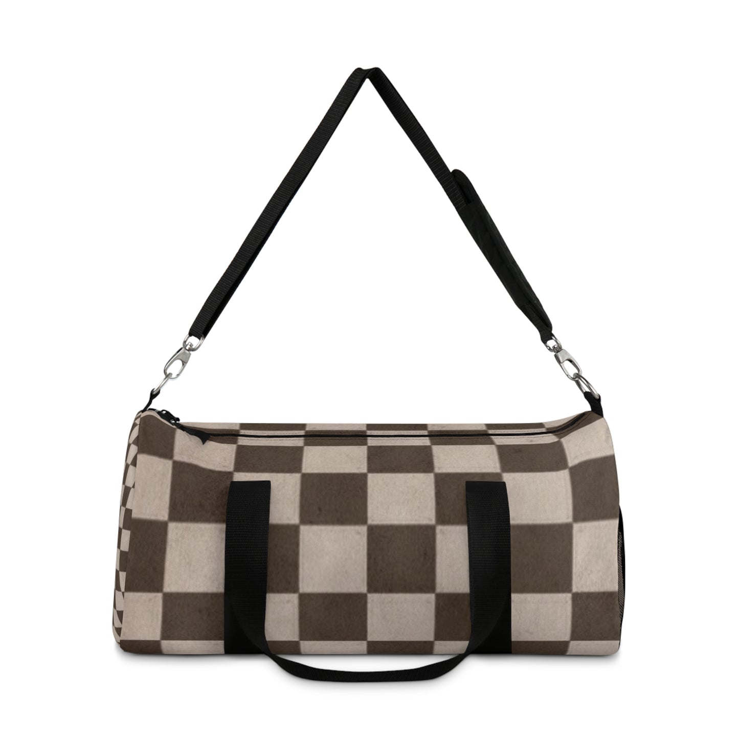 Brownn Checkered Duffel Gym  Bag - COFFEEBRE