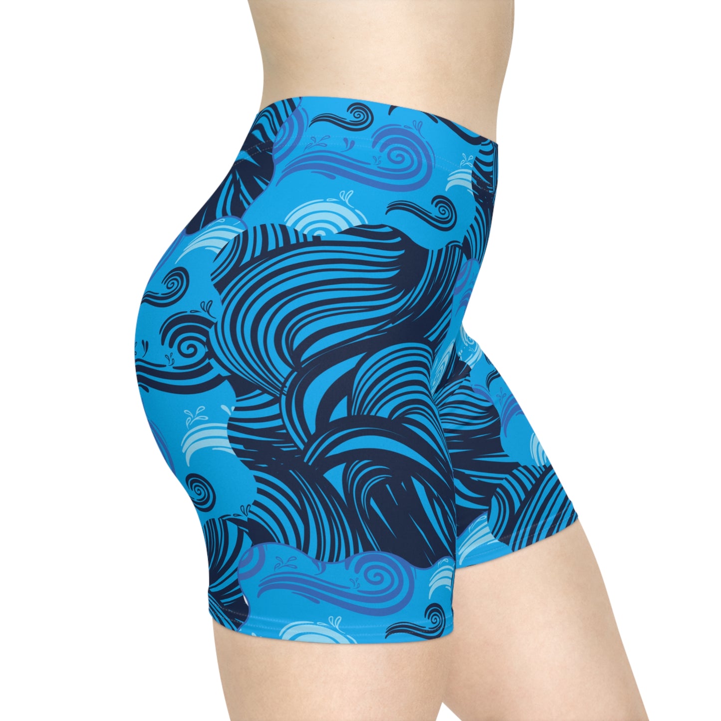 Ocean Wave Workout Biker Shorts - COFFEEBRE