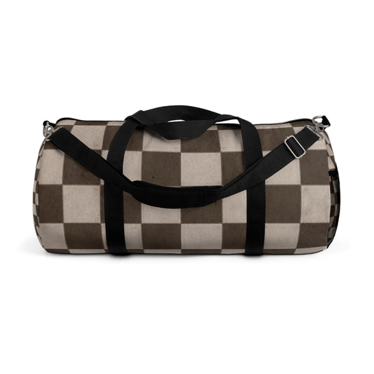 Brownn Checkered Duffel Gym  Bag - COFFEEBRE