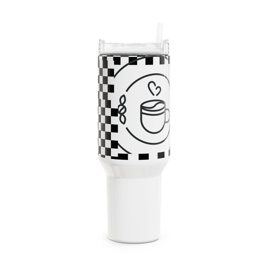 White Checkered Coffee Tumbler - COFFEEBRE