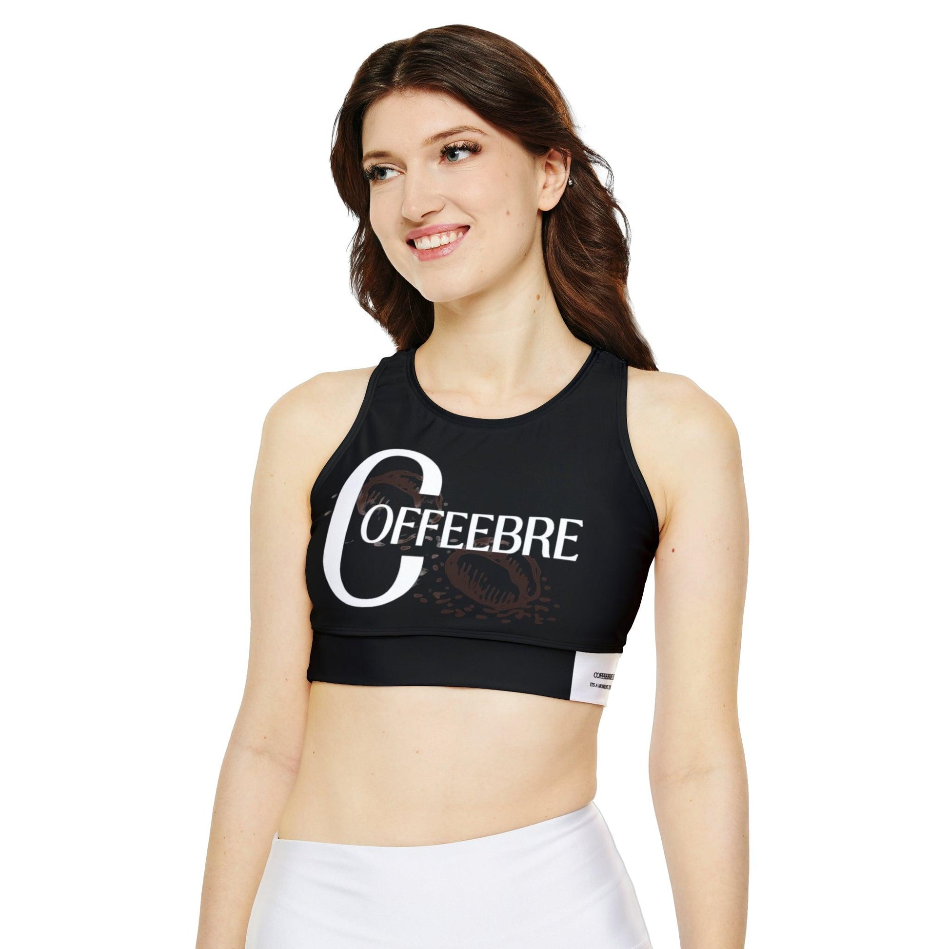 Black Padded Racerback Sports Bra - COFFEEBRE