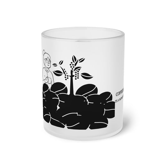 Black Roasted Coffee Bean Tree Frosted Glass Mug - COFFEEBRE