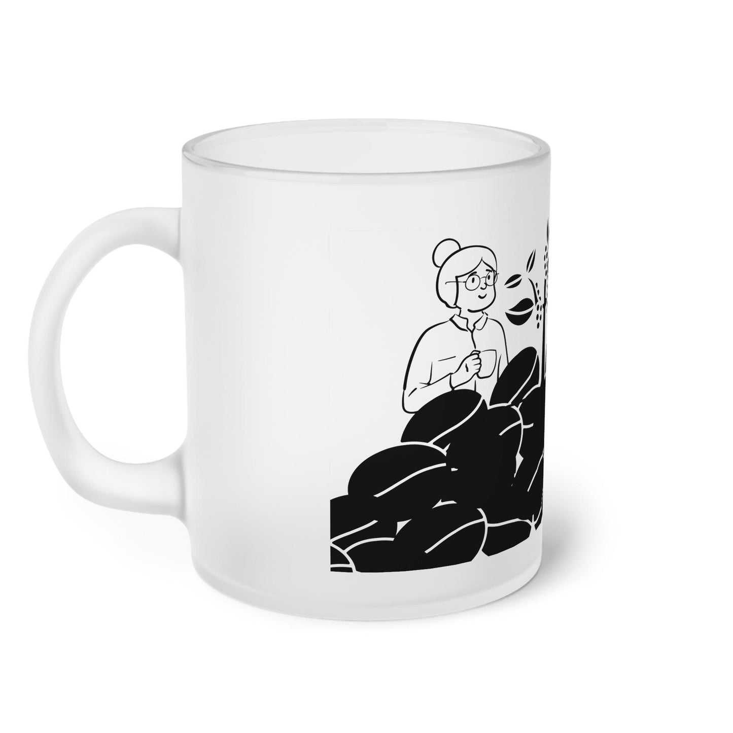 Black Roasted Coffee Bean Tree Frosted Glass Mug - COFFEEBRE