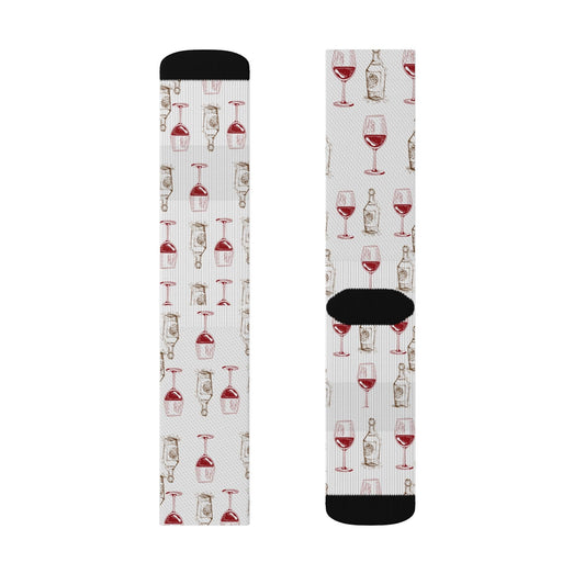 Champagne Bottle and Red Wine Glass Socks - COFFEEBRE