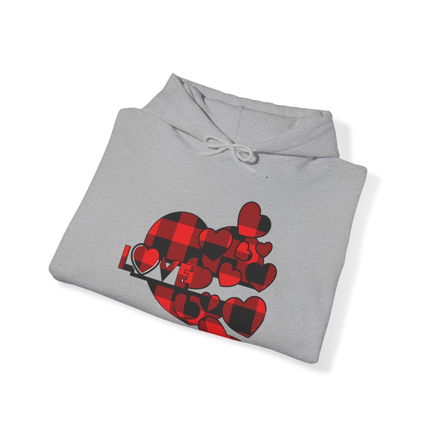 Checkered Heart Hooded Sweatshirt - COFFEEBRE