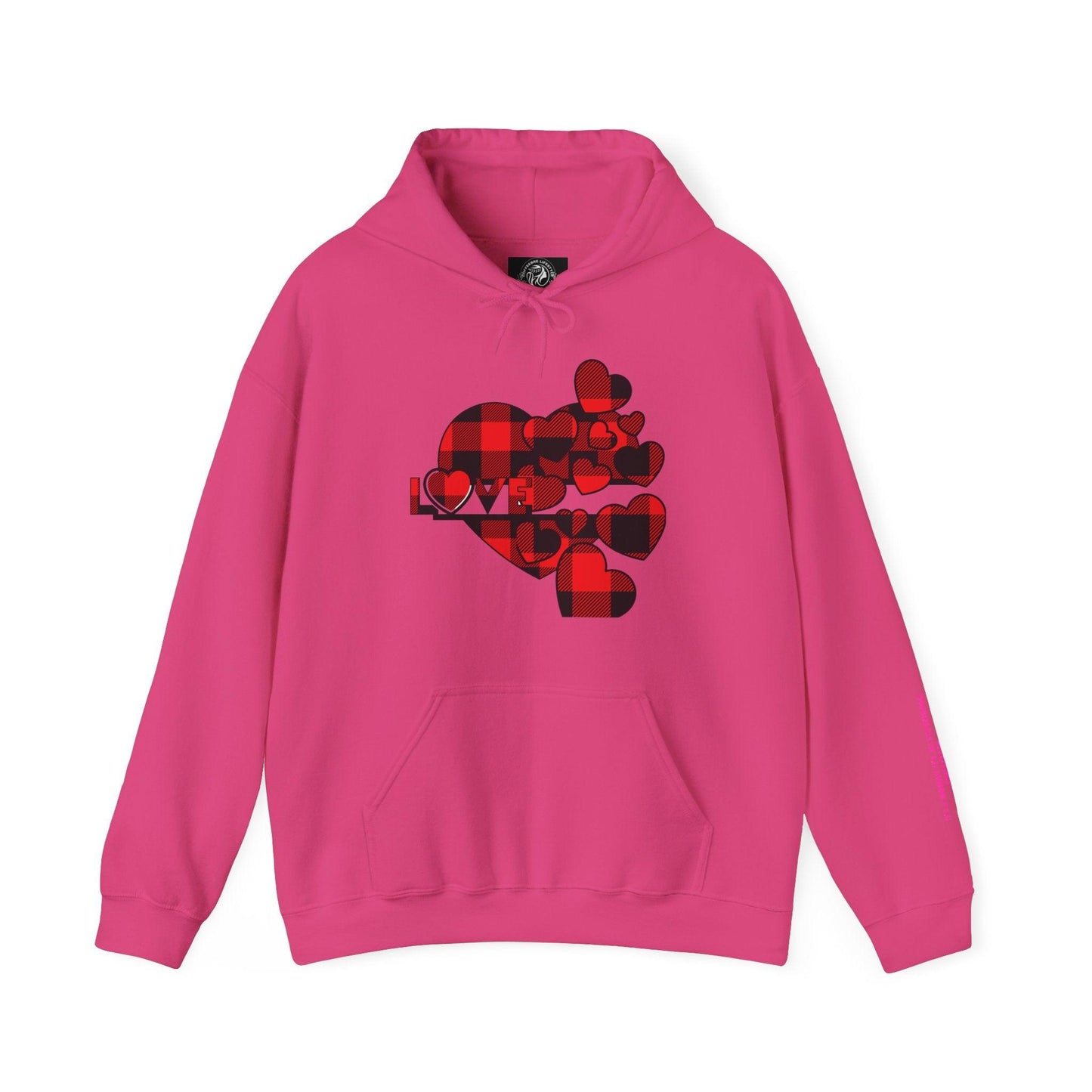 Checkered Heart Hooded Sweatshirt - COFFEEBRE