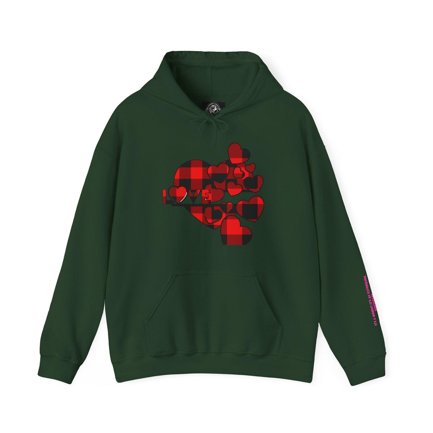 Checkered Heart Hooded Sweatshirt - COFFEEBRE