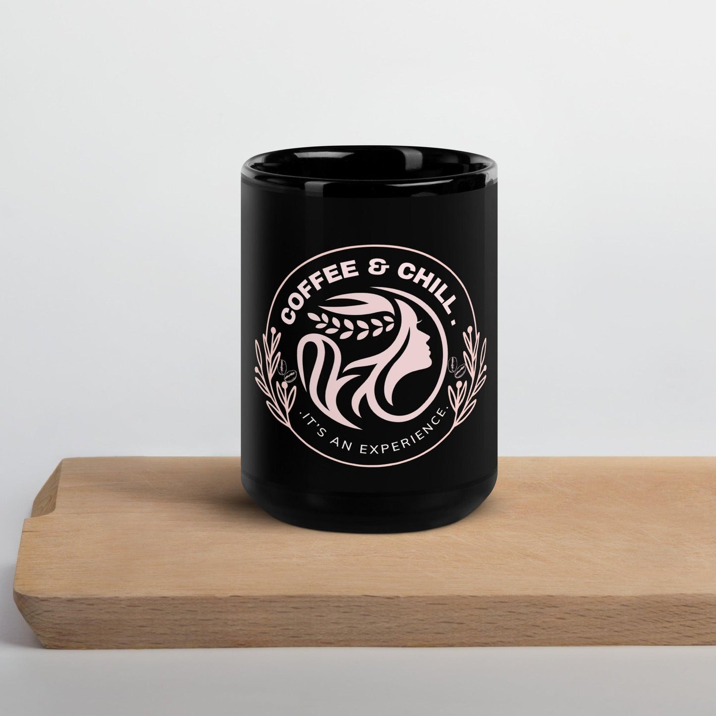 Coffee and Chill Black Glossy Mug Gift - COFFEEBRE