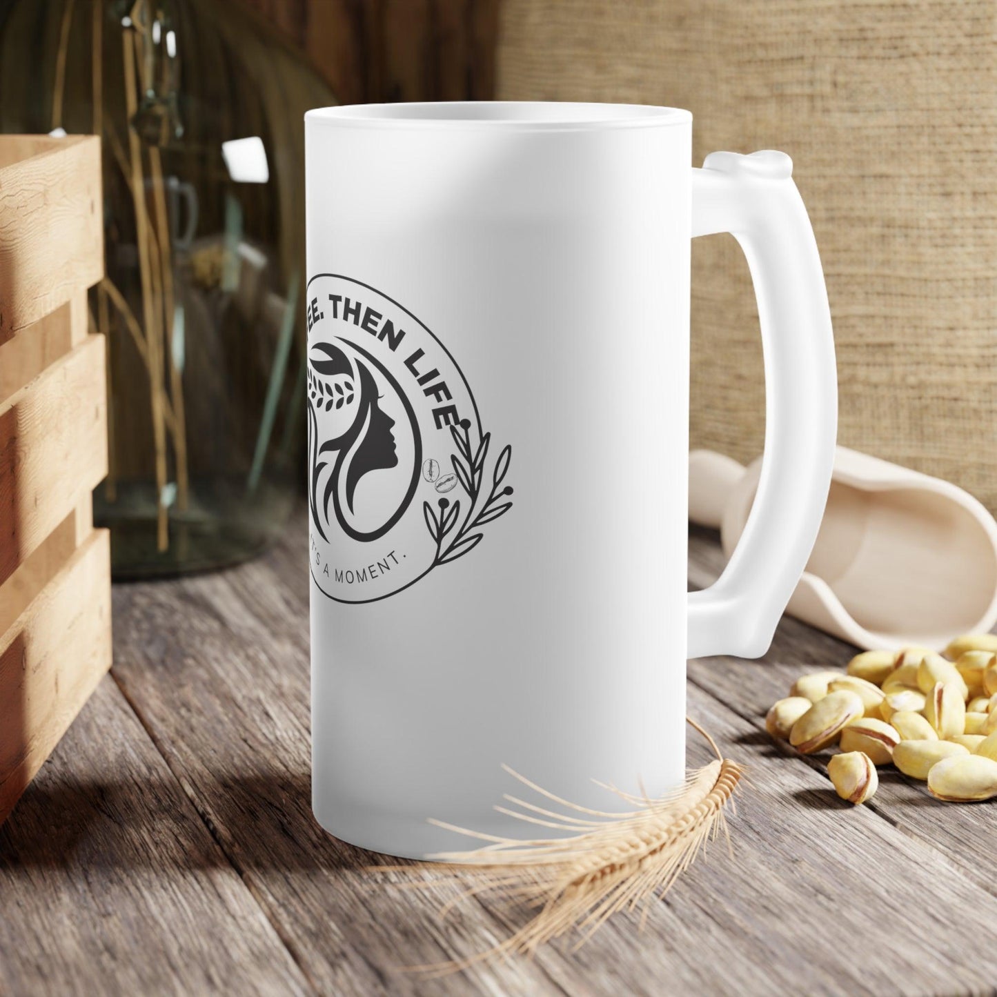 Coffee Then Life Frosted Glass Latte Mug - COFFEEBRE