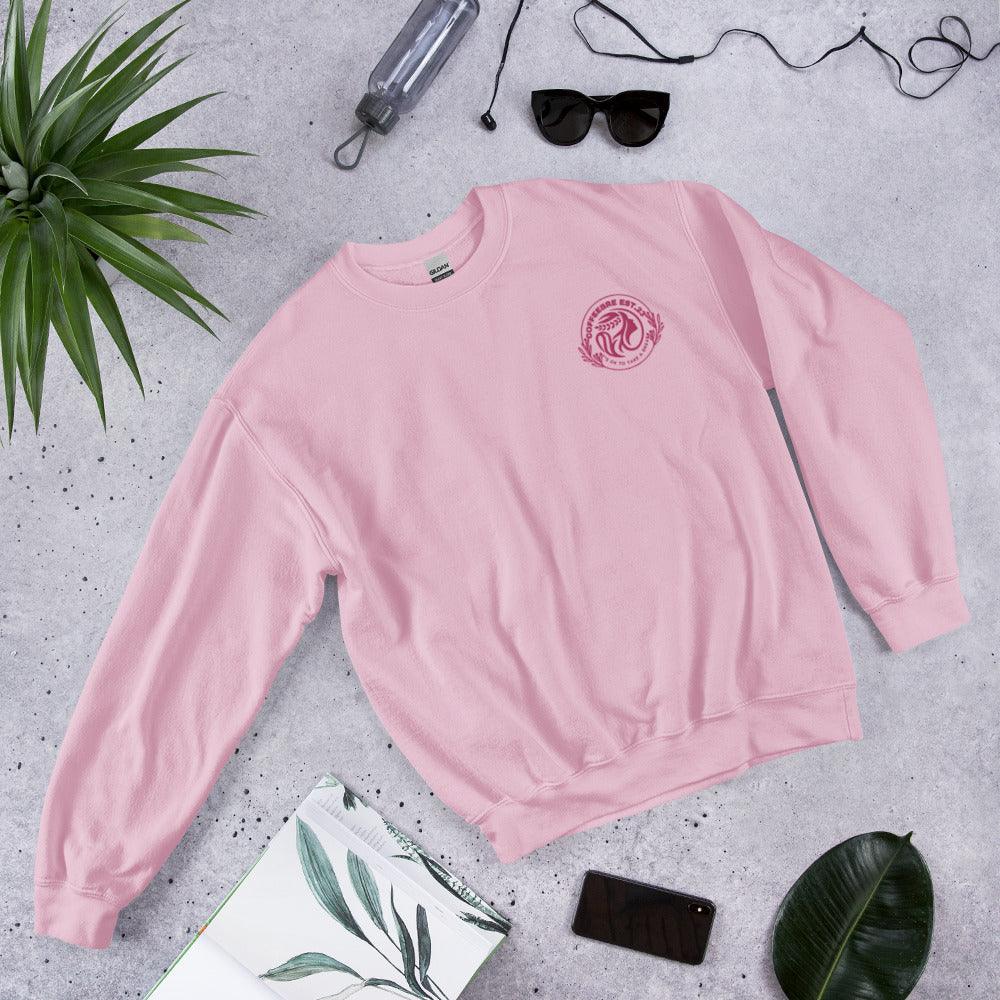 Coffeebre Pink Embroidered Unisex Sweatshirt - COFFEEBRE