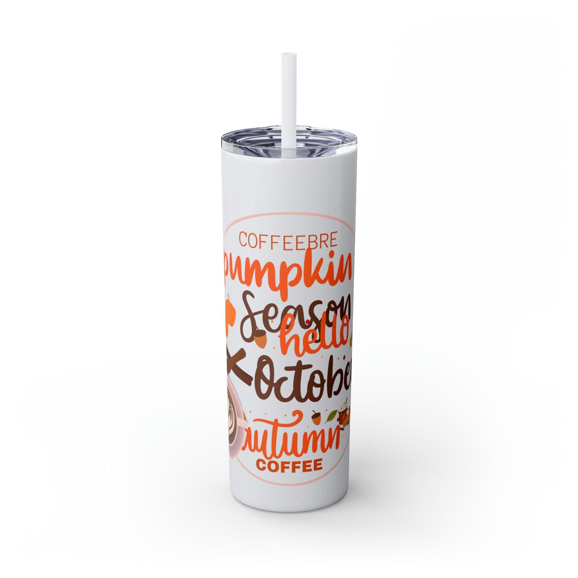 Coffeebre Pumpkin Spice Skinny Tumbler with Straw, 20oz - COFFEEBRE