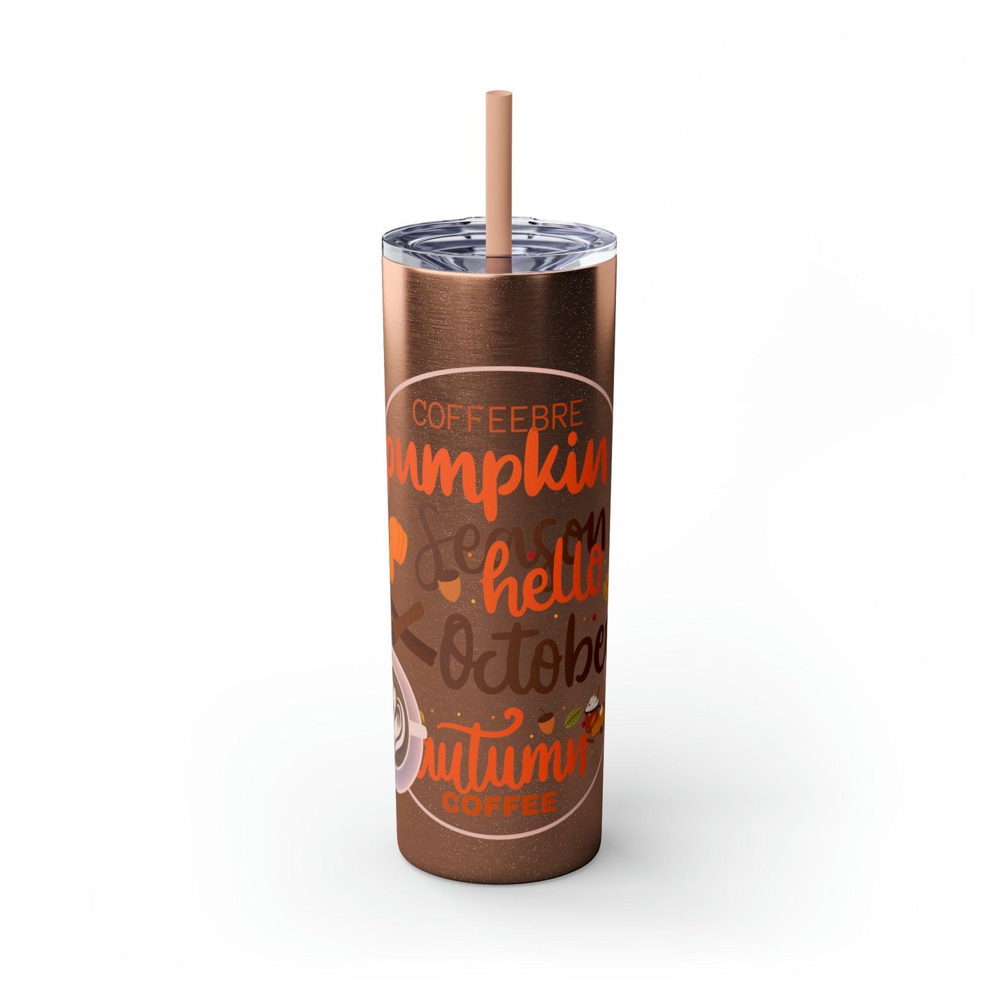 Coffeebre Pumpkin Spice Skinny Tumbler with Straw, 20oz - COFFEEBRE