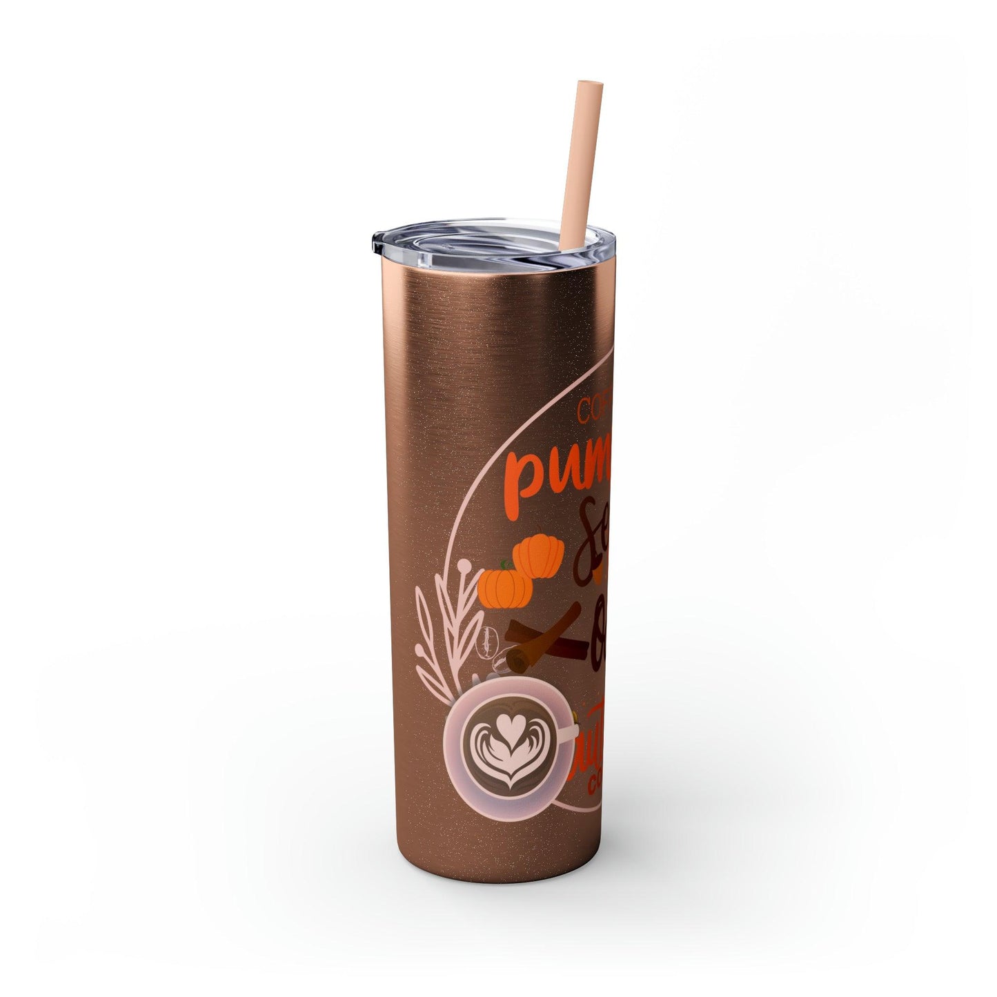 Coffeebre Pumpkin Spice Skinny Tumbler with Straw, 20oz - COFFEEBRE