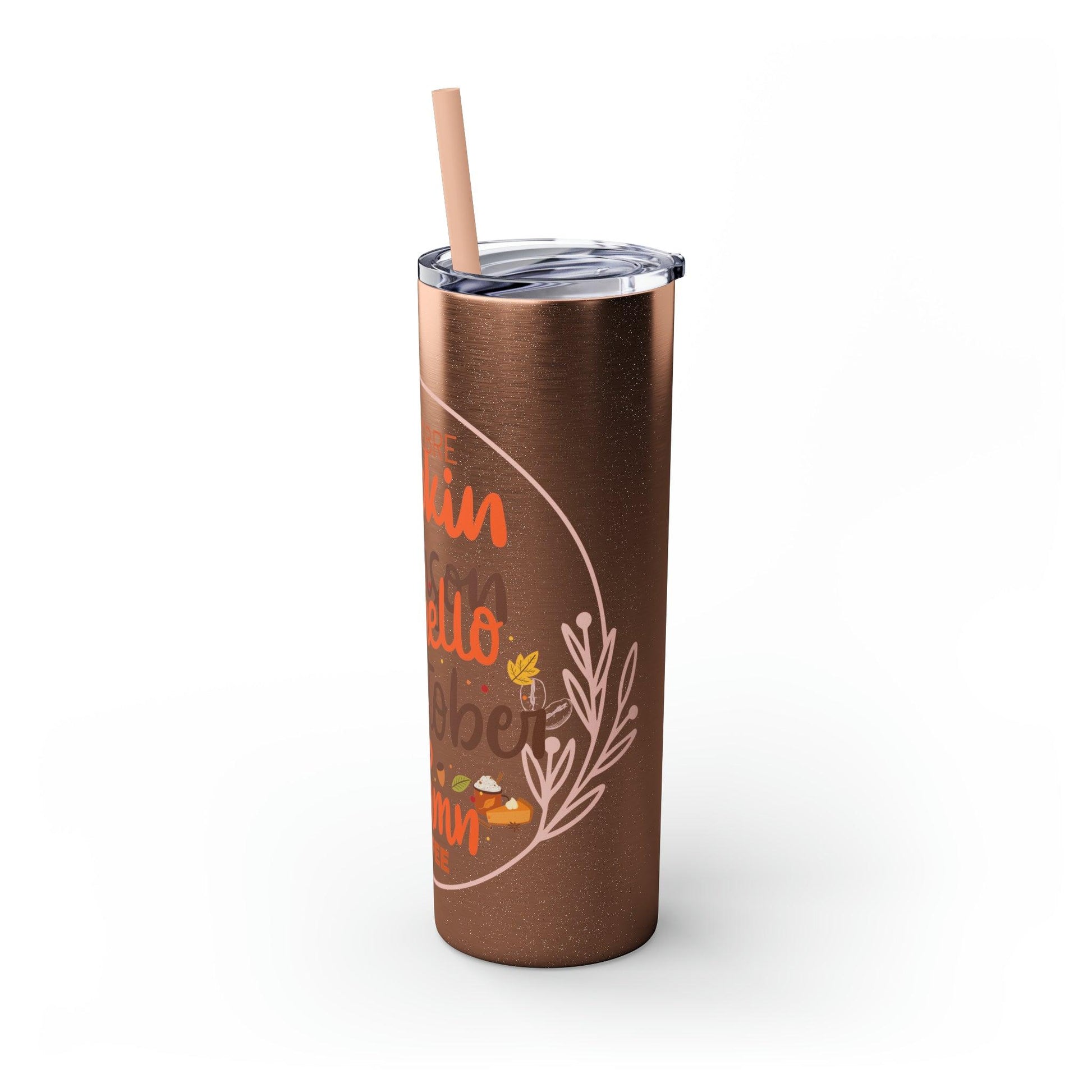 Coffeebre Pumpkin Spice Skinny Tumbler with Straw, 20oz - COFFEEBRE