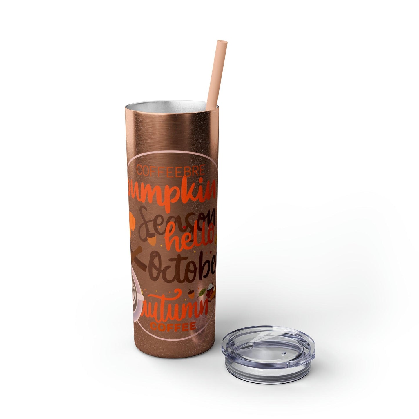 Coffeebre Pumpkin Spice Skinny Tumbler with Straw, 20oz - COFFEEBRE