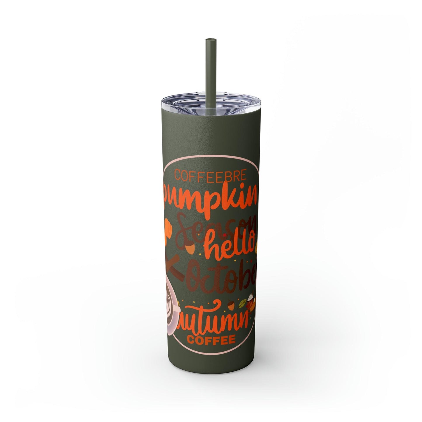 Coffeebre Pumpkin Spice Skinny Tumbler with Straw, 20oz - COFFEEBRE