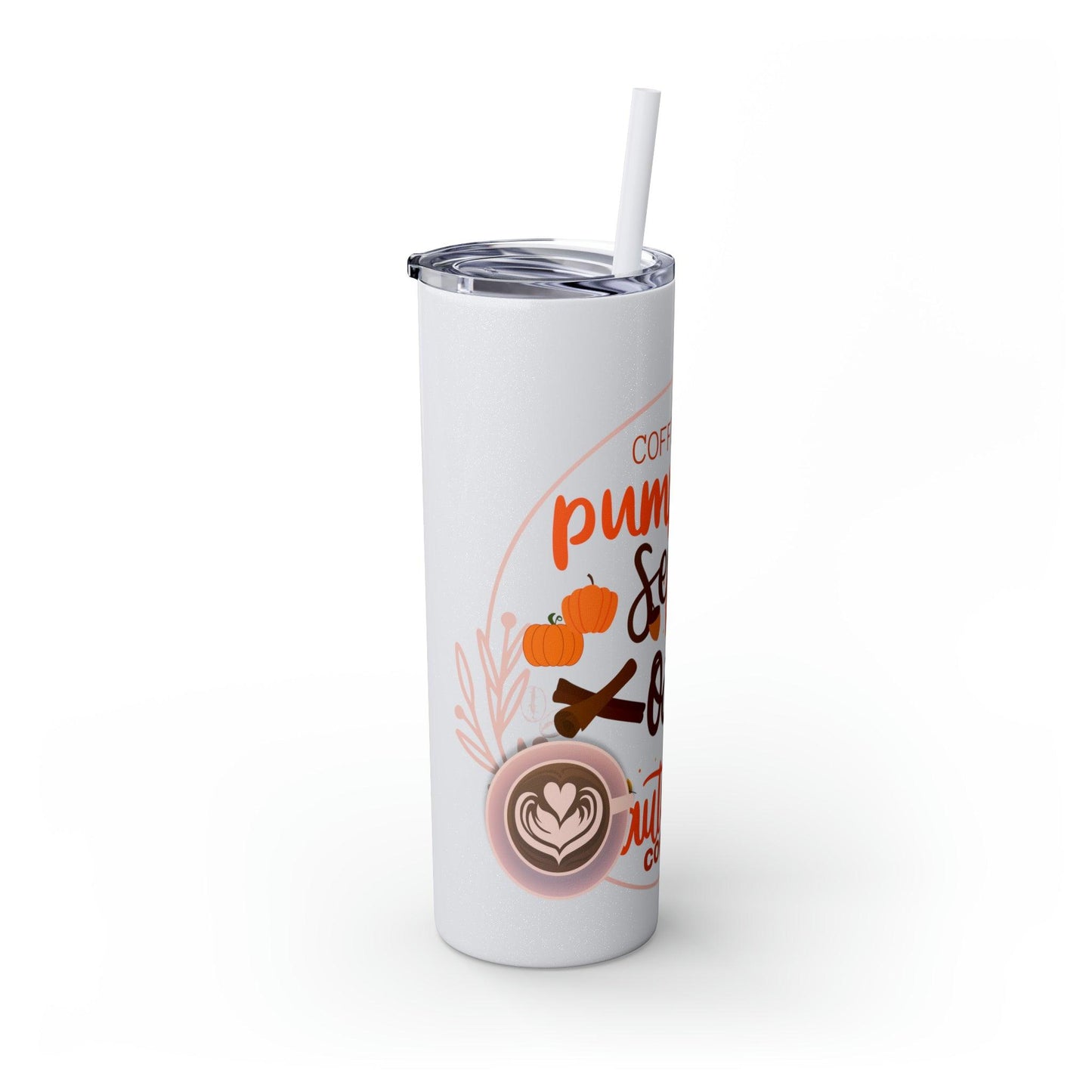 Coffeebre Pumpkin Spice Skinny Tumbler with Straw, 20oz - COFFEEBRE