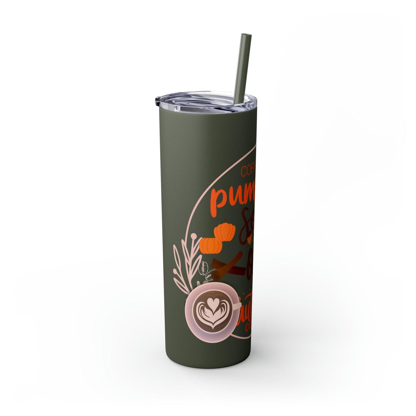 Coffeebre Pumpkin Spice Skinny Tumbler with Straw, 20oz - COFFEEBRE