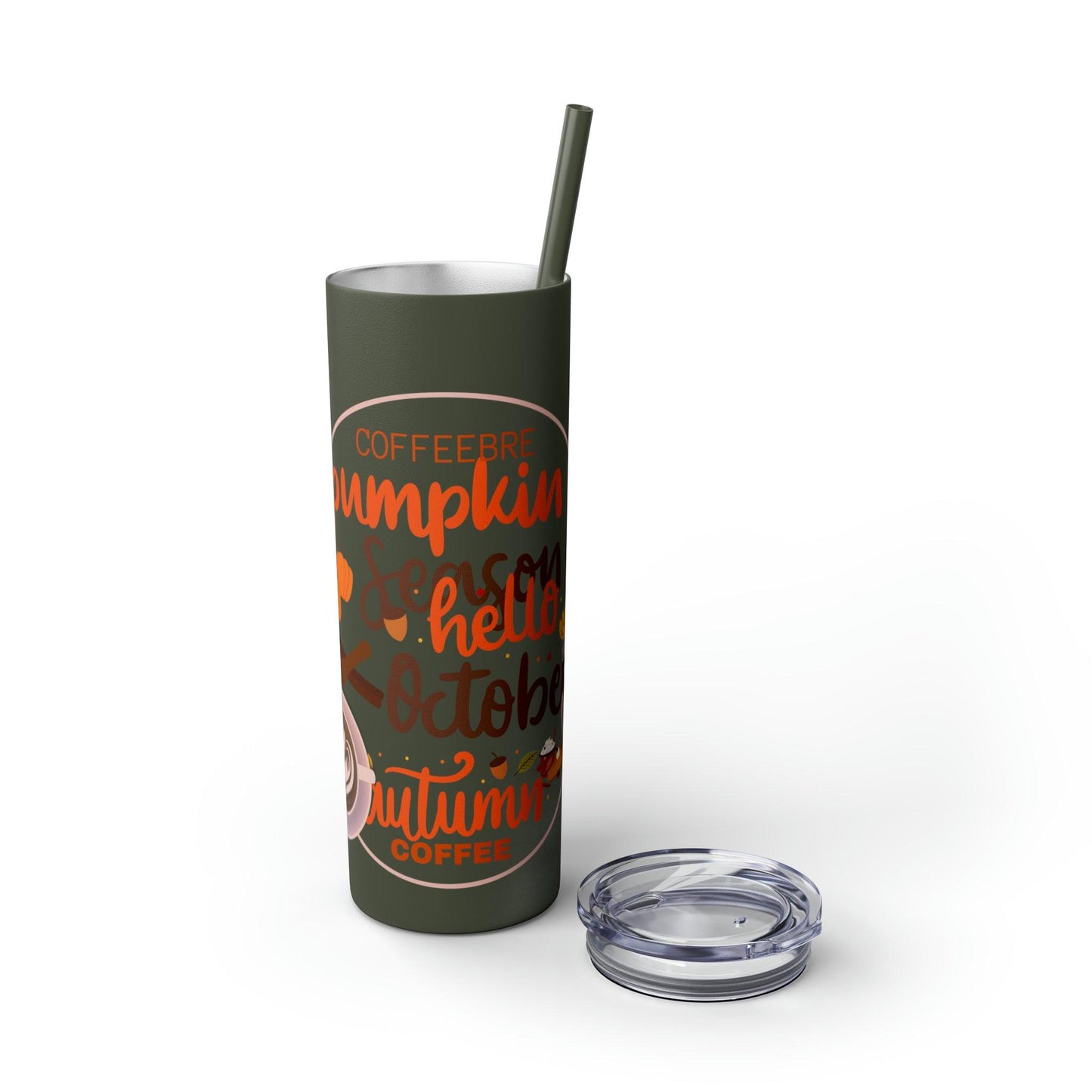 Coffeebre Pumpkin Spice Skinny Tumbler with Straw, 20oz - COFFEEBRE