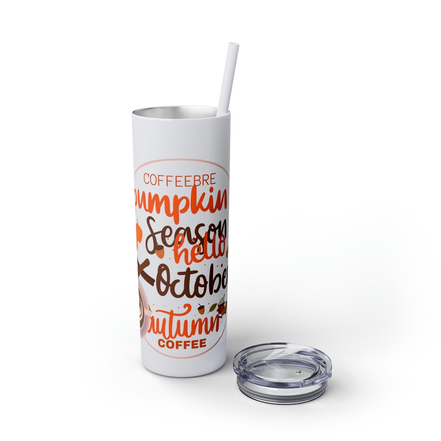 Coffeebre Pumpkin Spice Skinny Tumbler with Straw, 20oz - COFFEEBRE