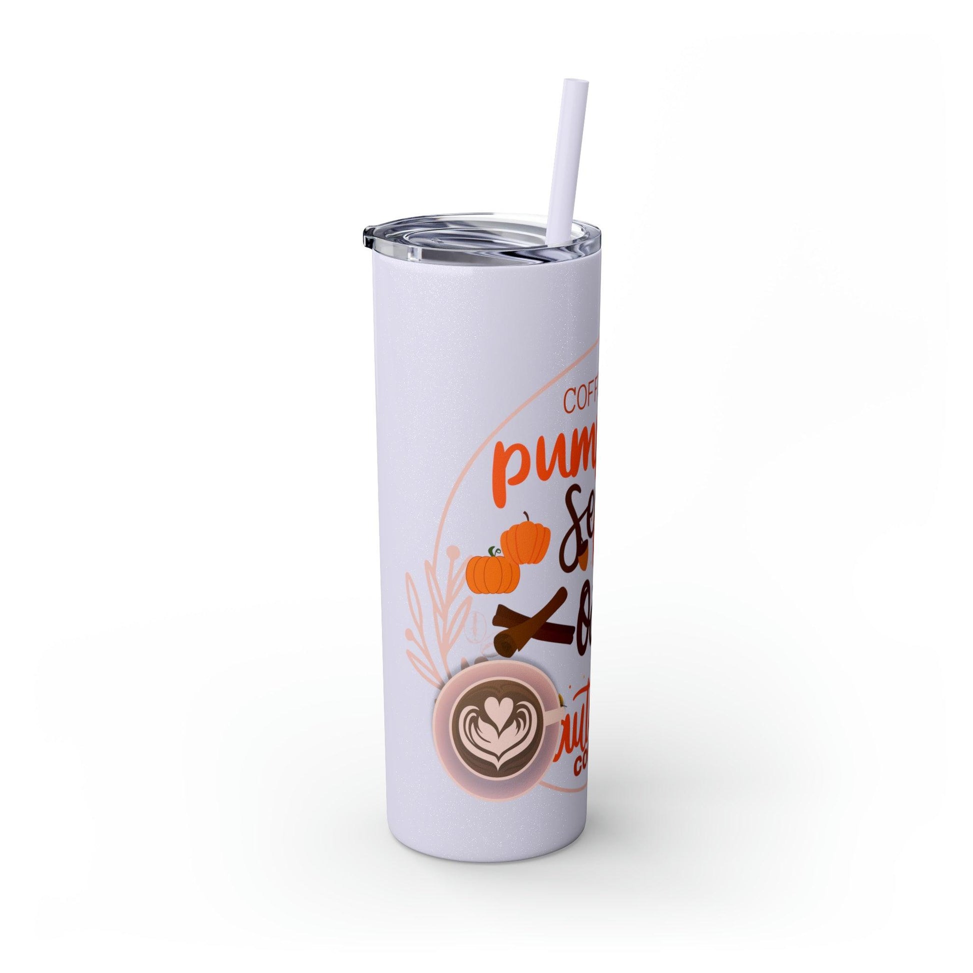 Coffeebre Pumpkin Spice Skinny Tumbler with Straw, 20oz - COFFEEBRE