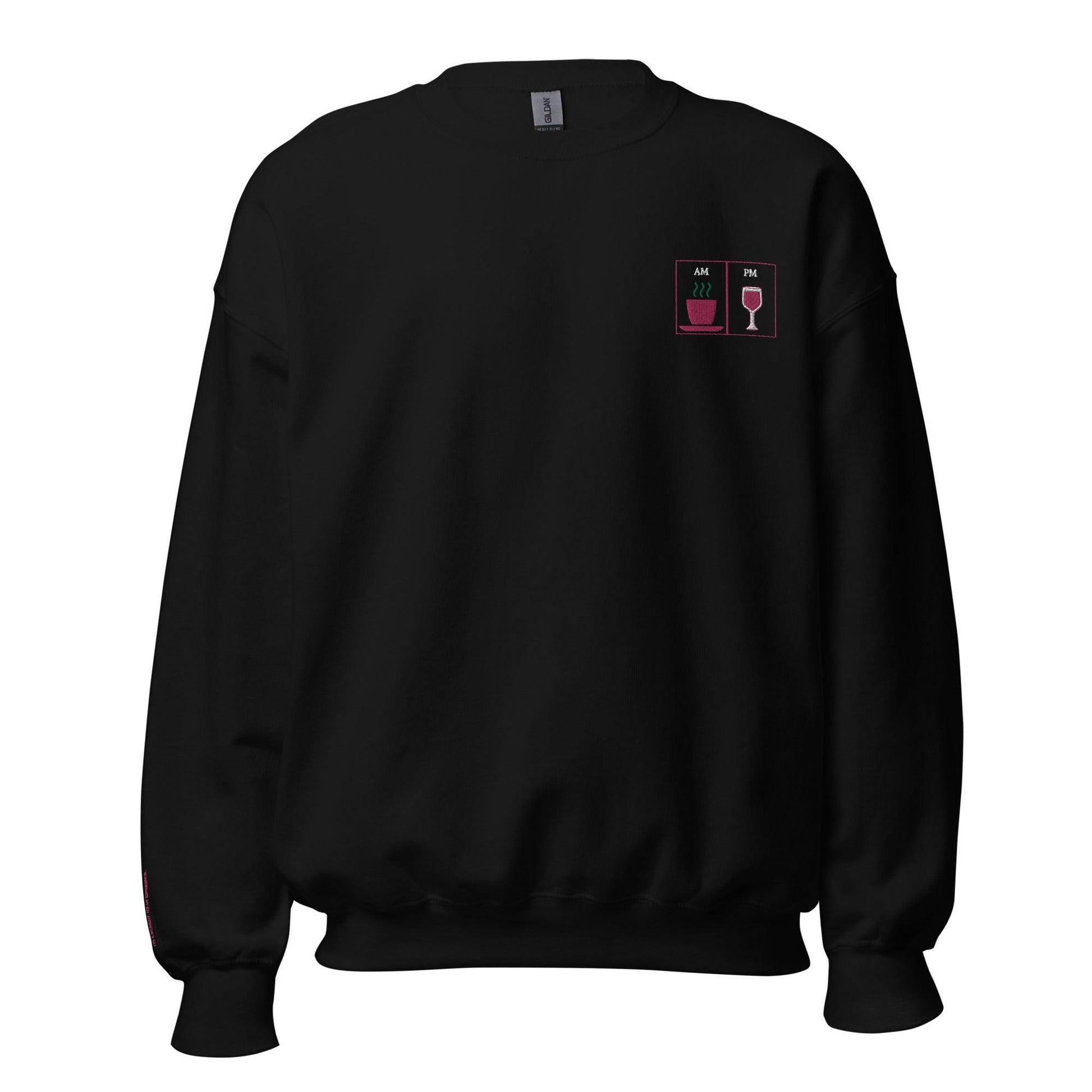 Coffeebre Unisex Embroidered Coffee and wine Sweatshirt - COFFEEBRE