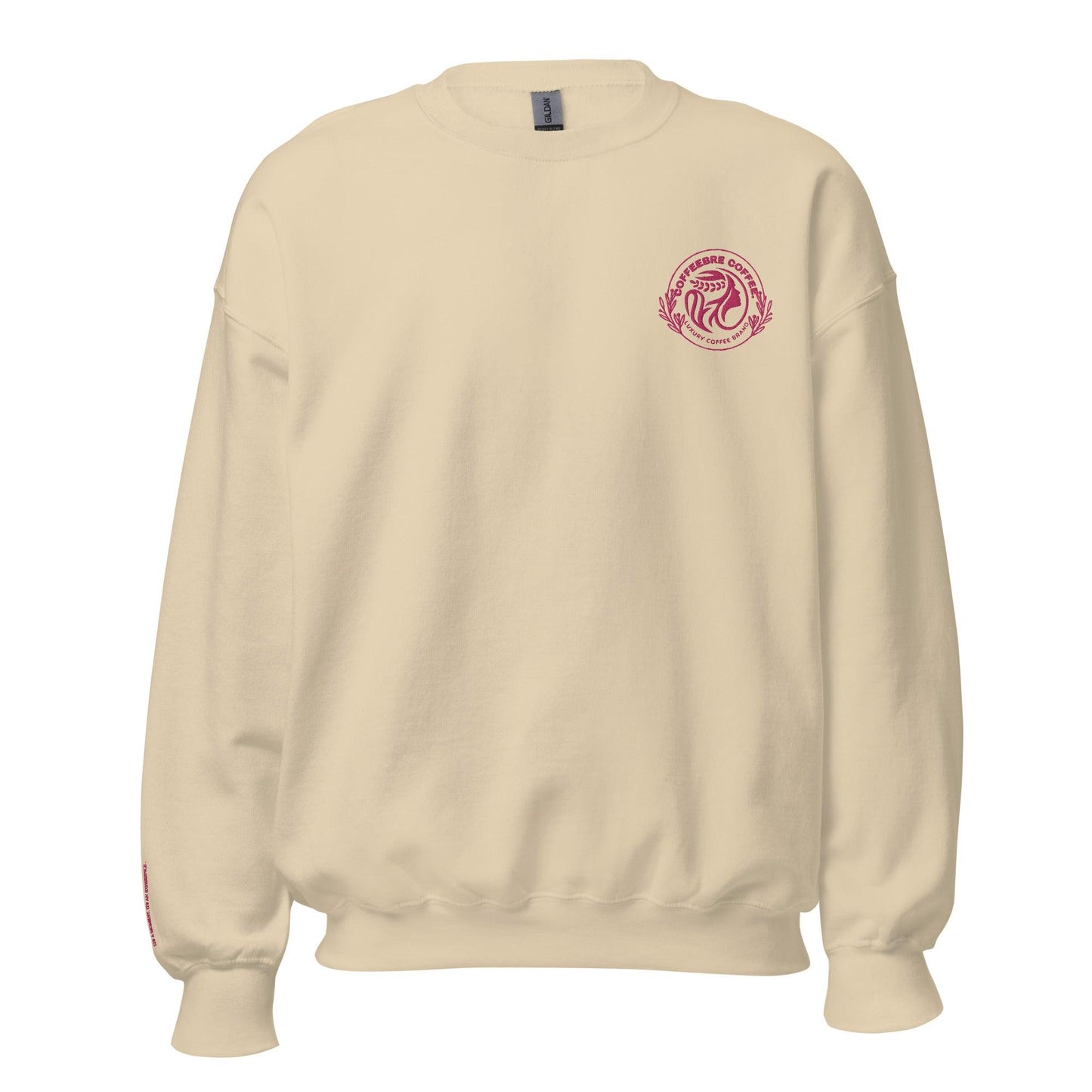 Comfy Unisex Embroidery Crew Neck Sweatshirt - COFFEEBRE