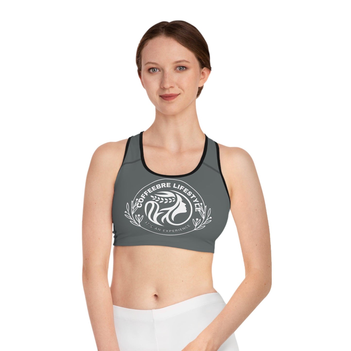 Dark Grey Racerback Sports Bra - COFFEEBRE