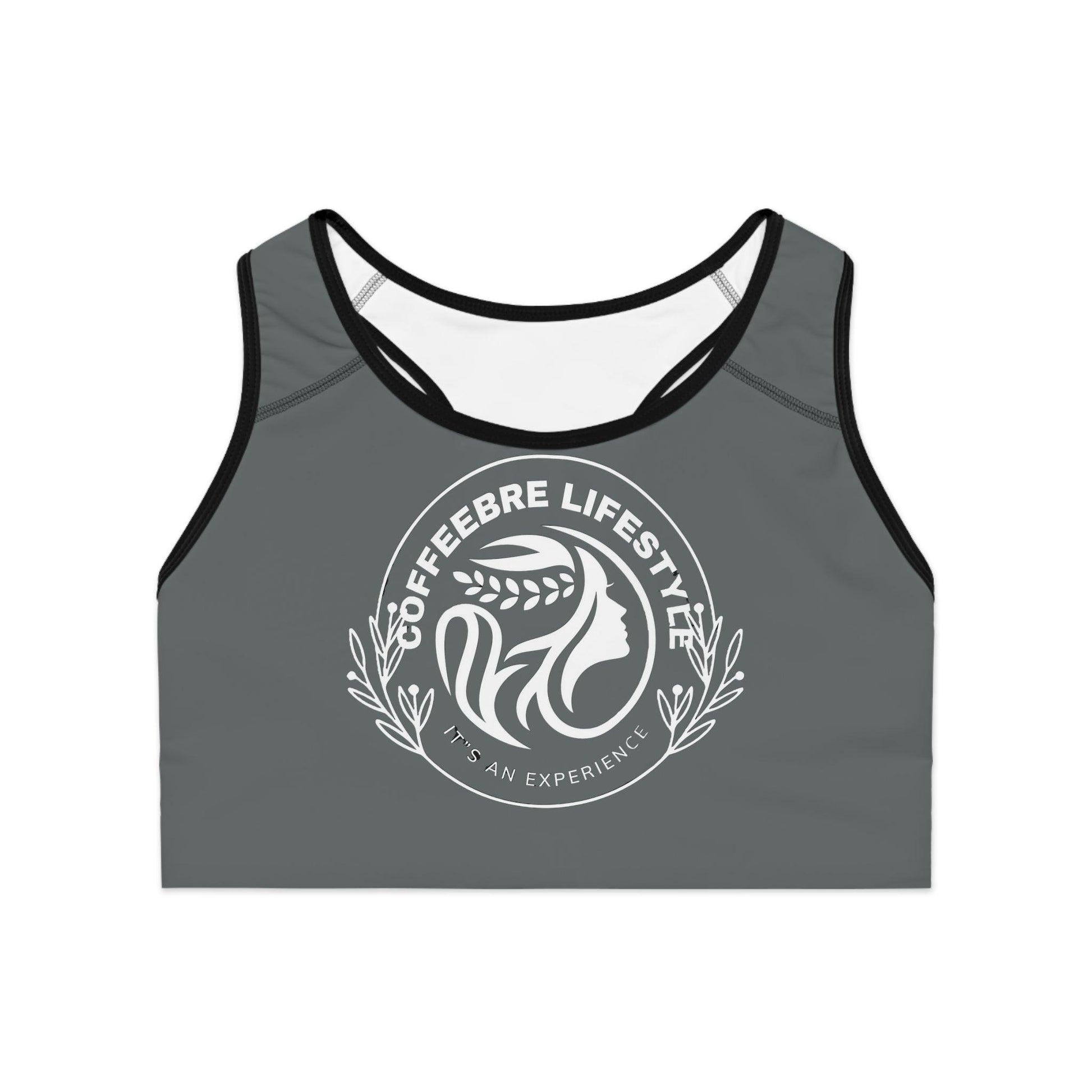 Dark Grey Racerback Sports Bra - COFFEEBRE