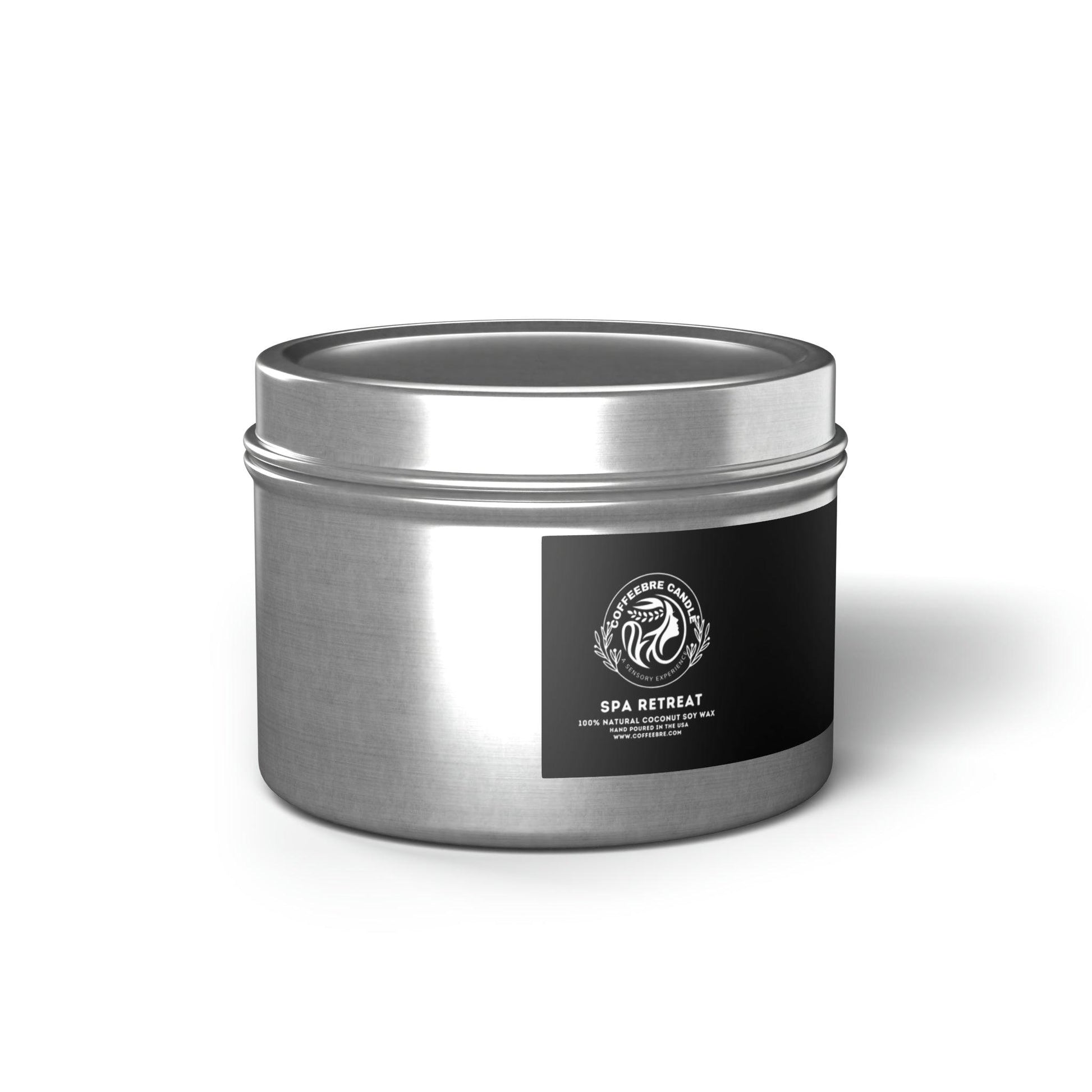 Eco-Friendly Spa Treat Scented Coconut Soy Tin Candles - COFFEEBRE