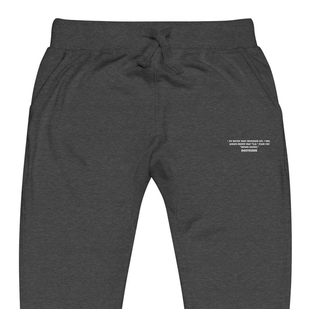 Embroidered Casual Athleisure Unisex Fleece Sweatpants - COFFEEBRE