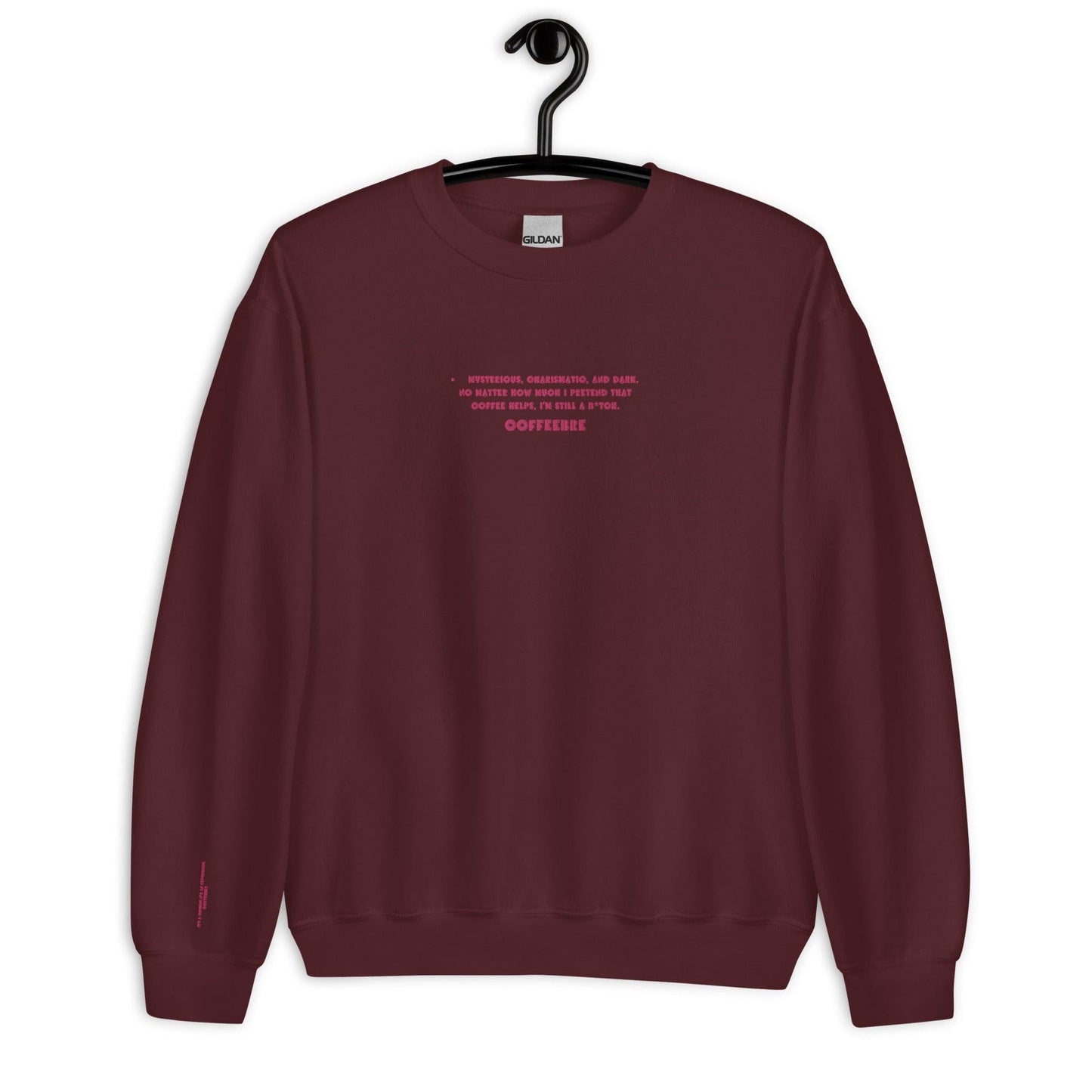 Embroidered Coffee Print Quote Unisex Sweatshirt - COFFEEBRE