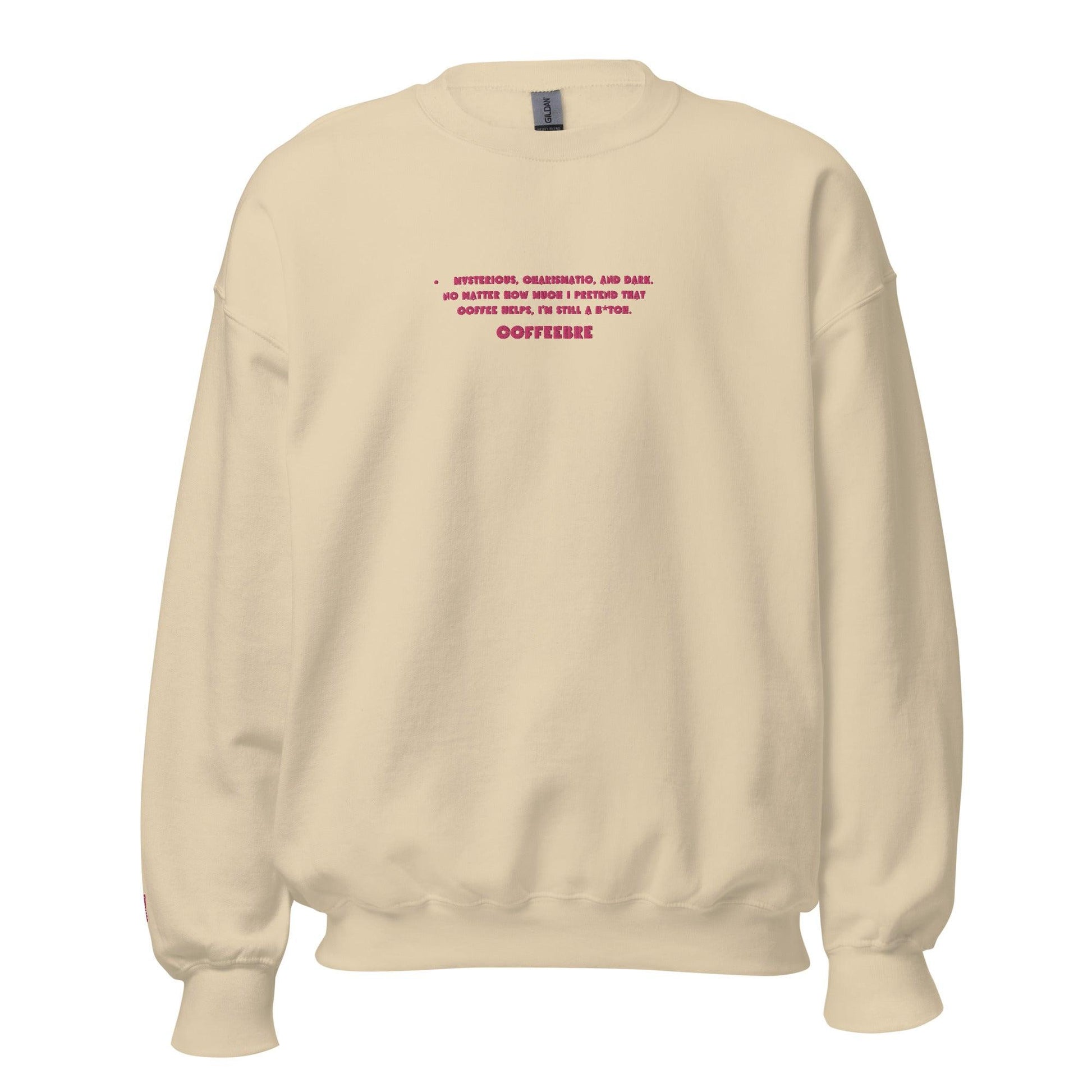 Embroidered Coffee Print Quote Unisex Sweatshirt - COFFEEBRE