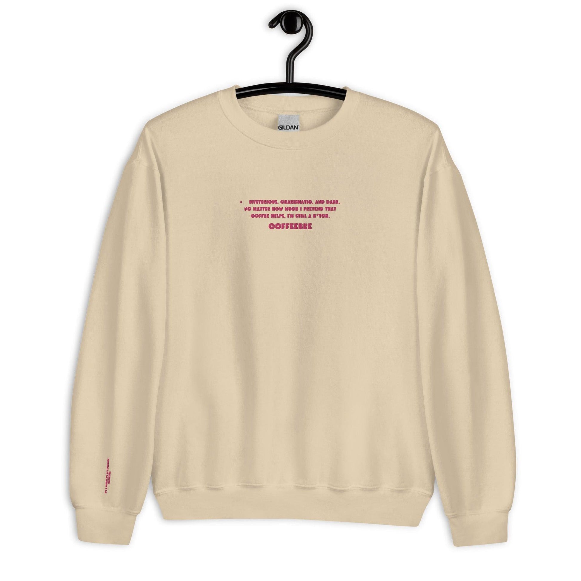 Embroidered Coffee Print Quote Unisex Sweatshirt - COFFEEBRE