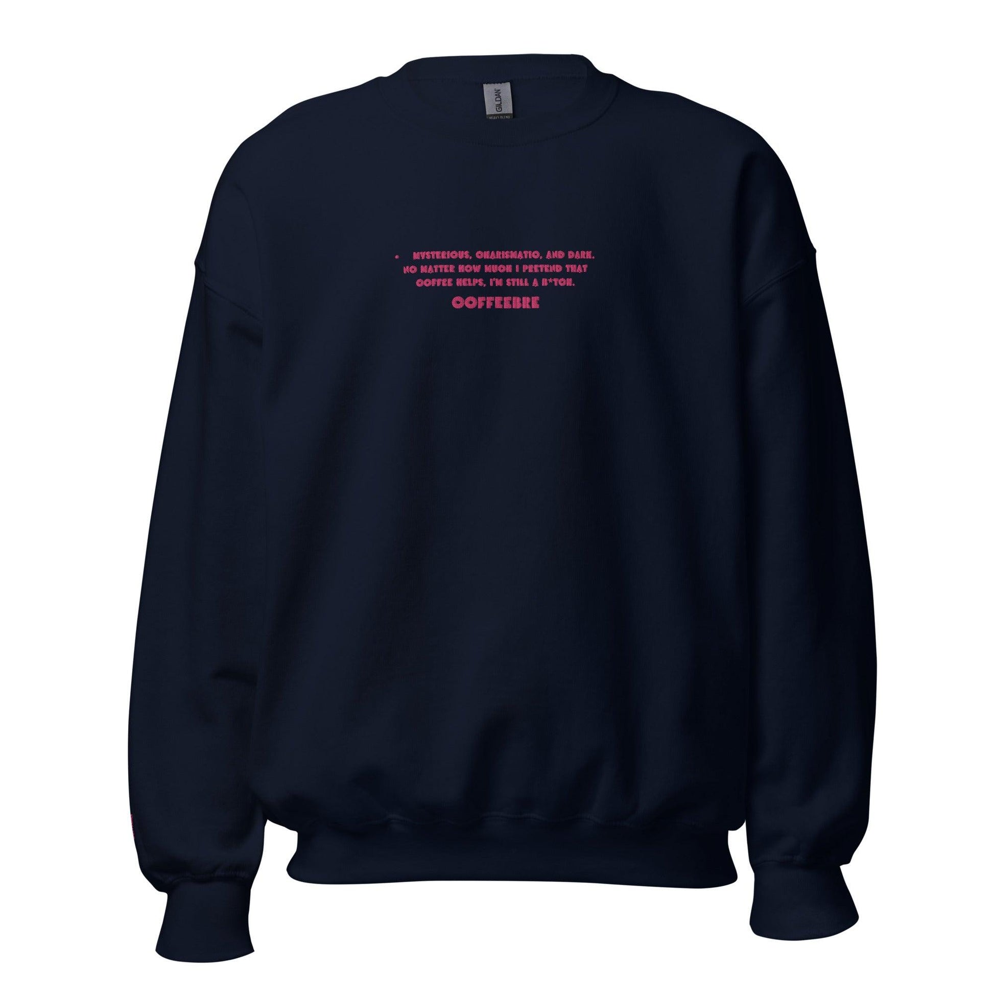 Embroidered Coffee Print Quote Unisex Sweatshirt - COFFEEBRE