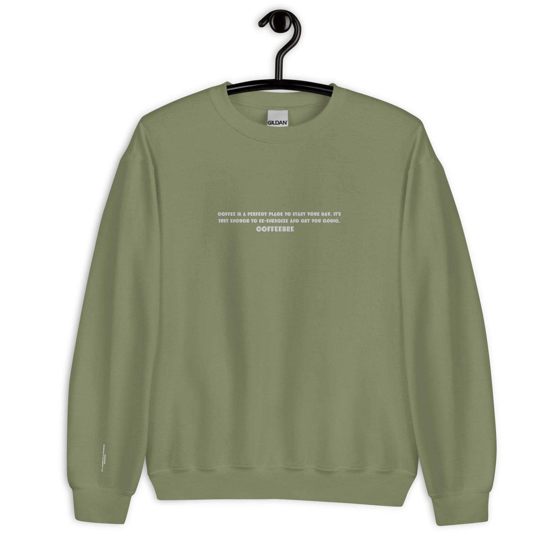 Embroidered Coffee Print Unisex Classic Crewneck Sweatshirt - COFFEEBRE