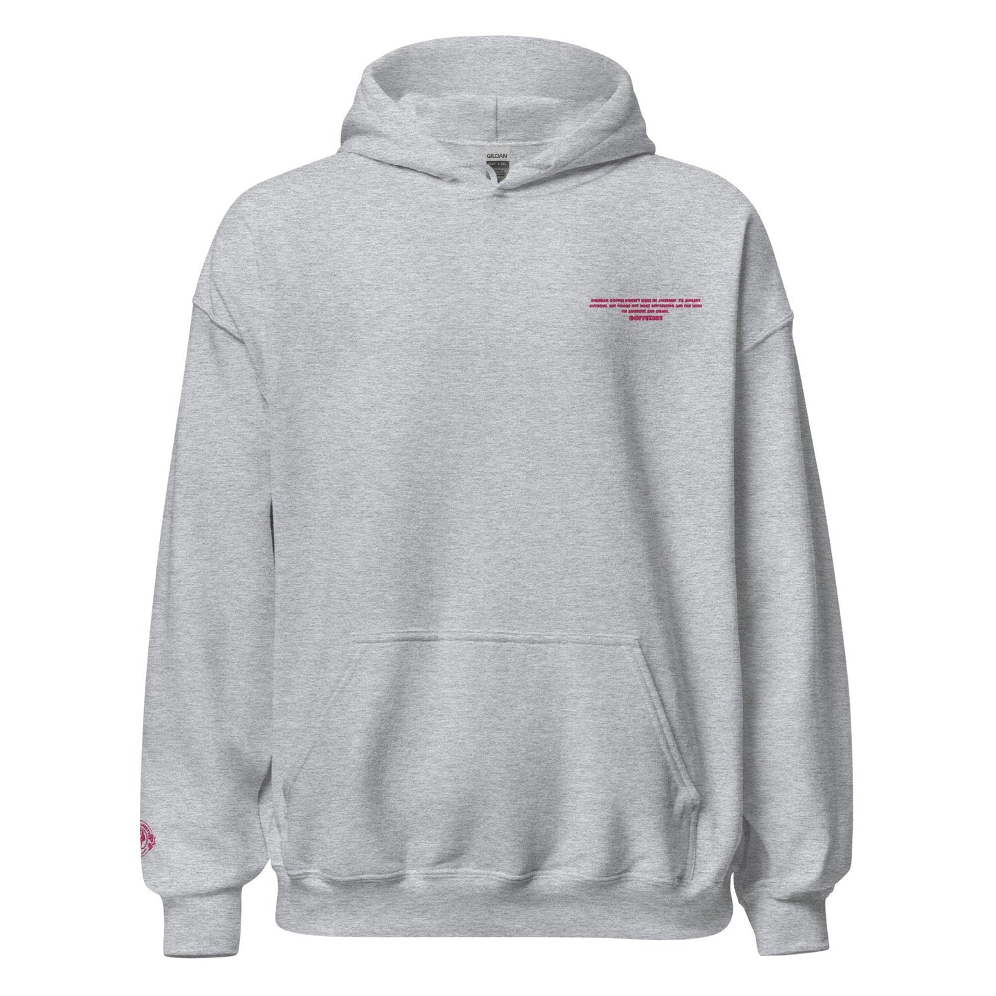 Embroidered Pink Coffee Quote Unisex Hoodie - COFFEEBRE