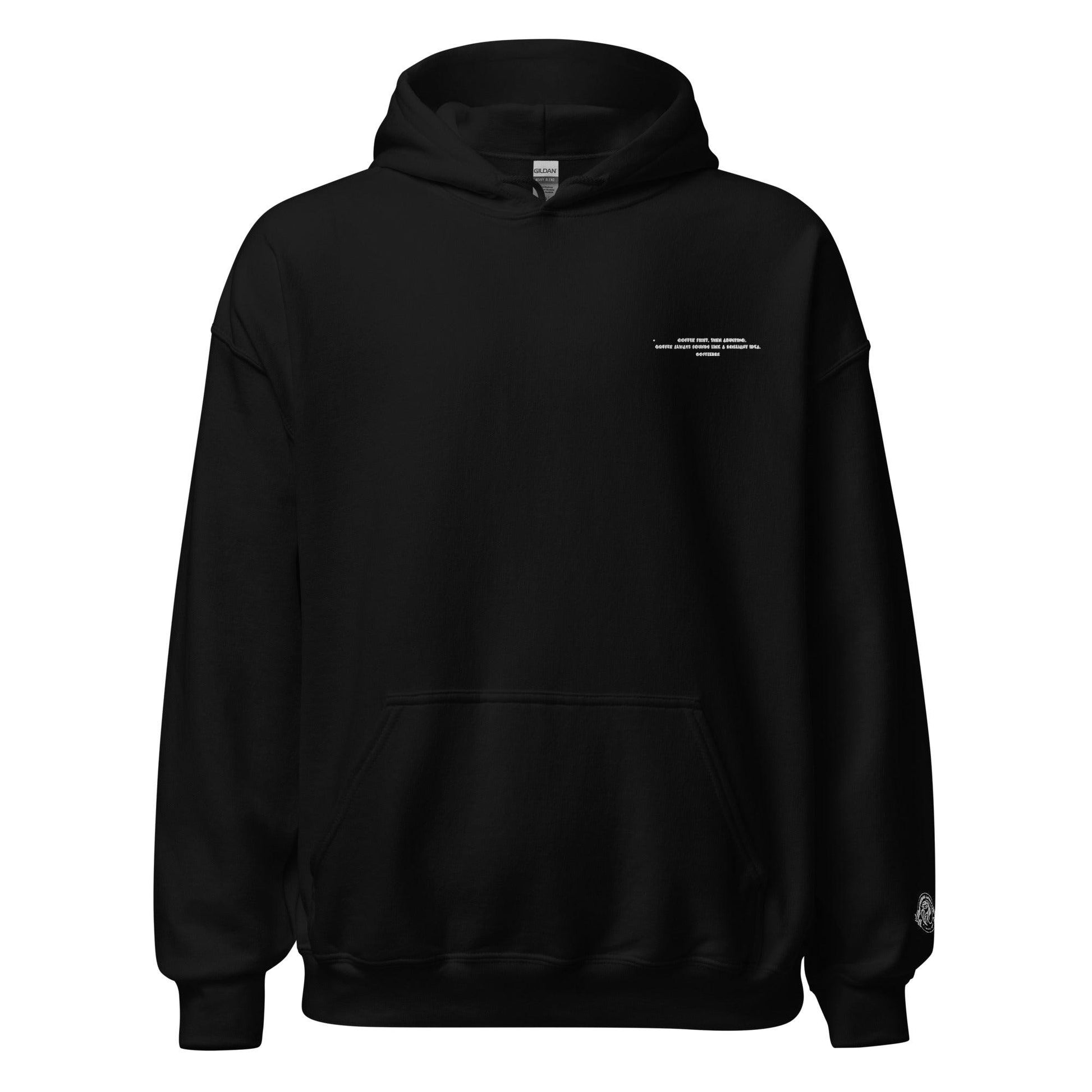 Embroidered Signature Sleeved Print Unisex Hoodies - COFFEEBRE