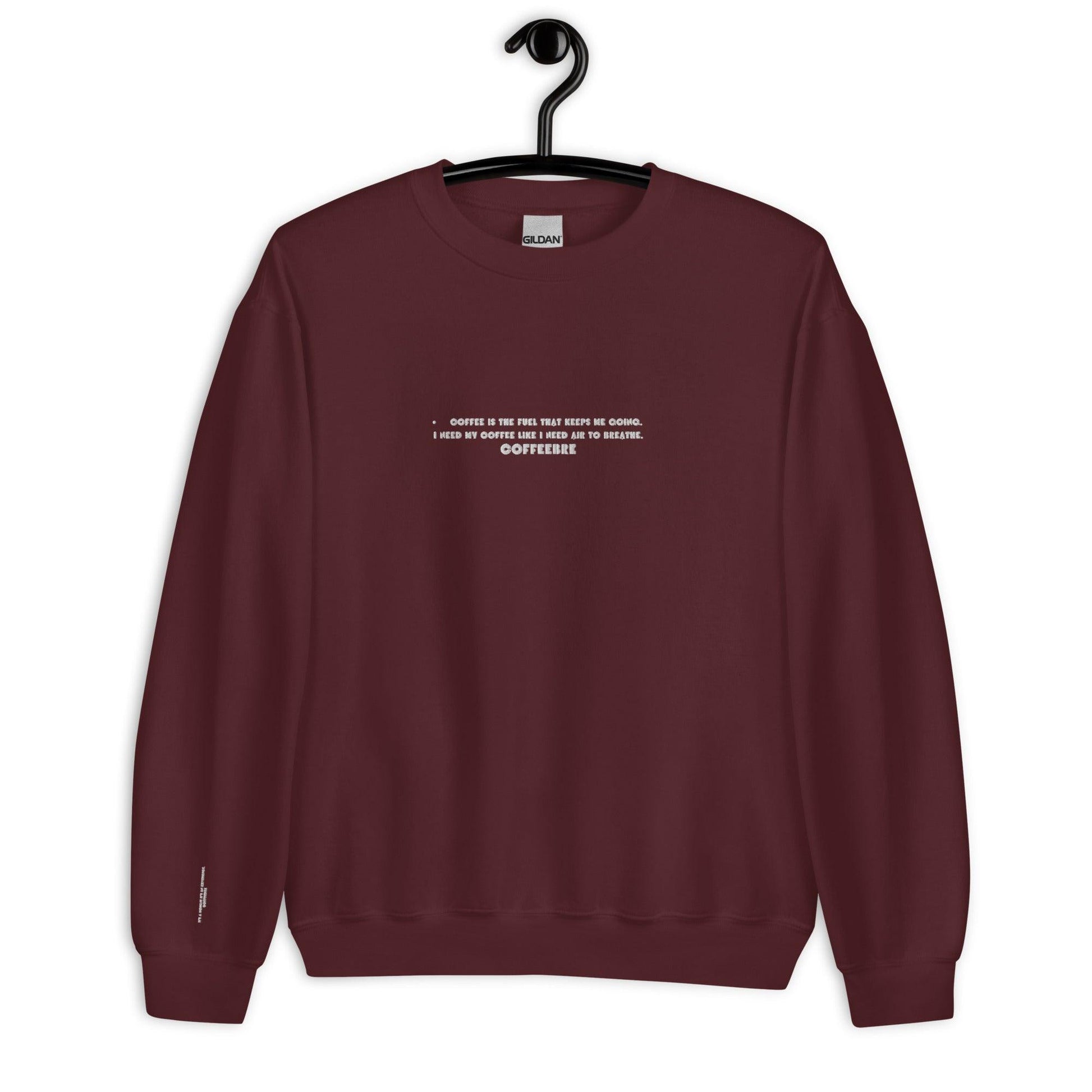 Embroidered Text Print Unisex Crewneck Sweatshirt - COFFEEBRE